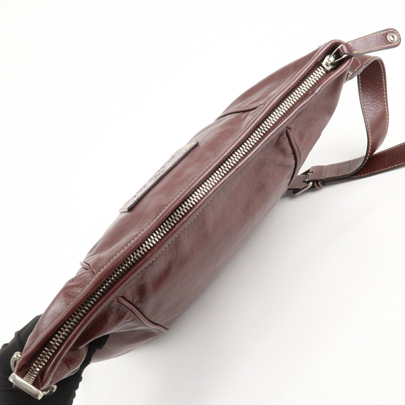 GUCCI Leather Shoulder Bag Crossbody Bag Bordeaux 190279 Used