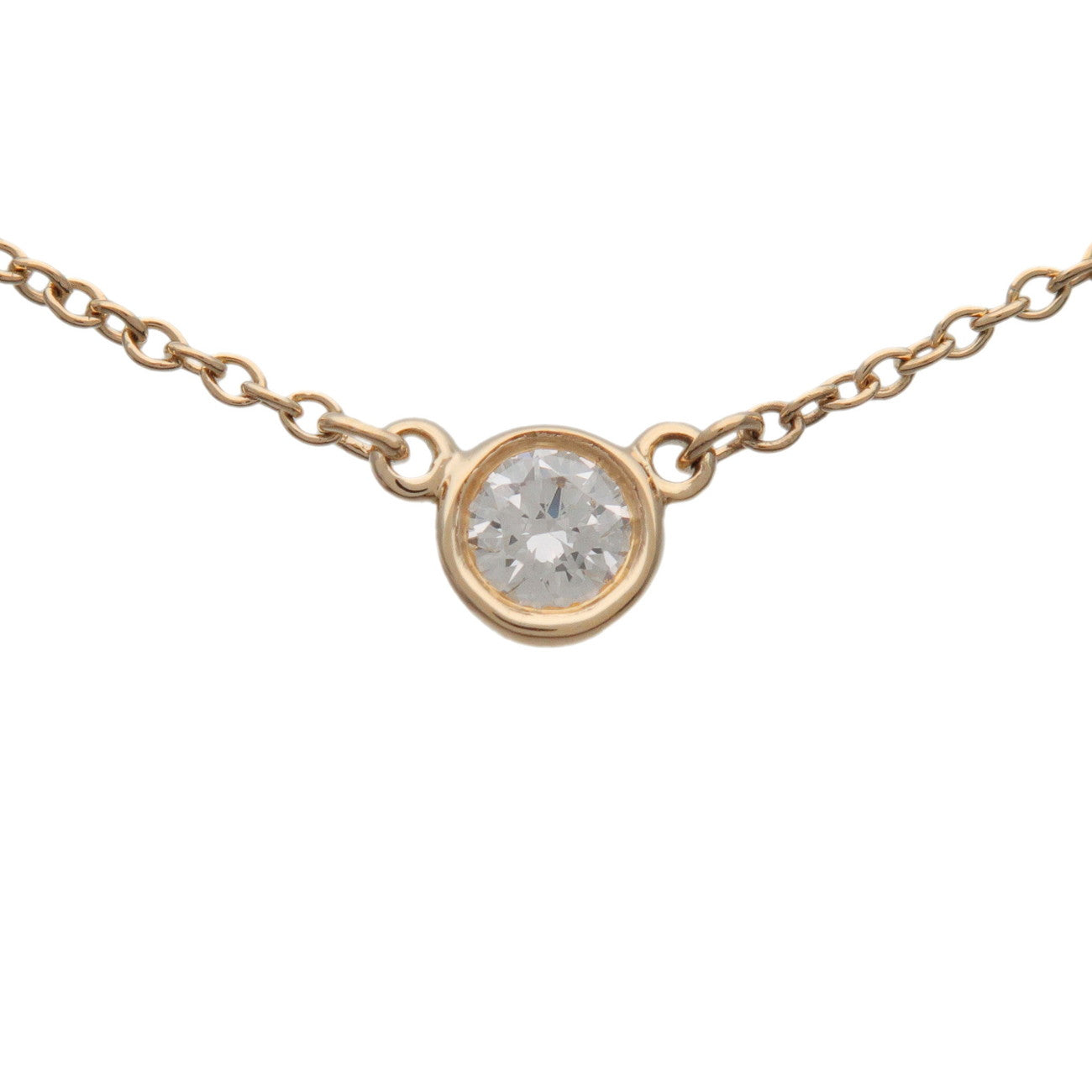 Tiffany & Co By The Yard 1P Diamond Necklace K18 750YG Yellow Gold