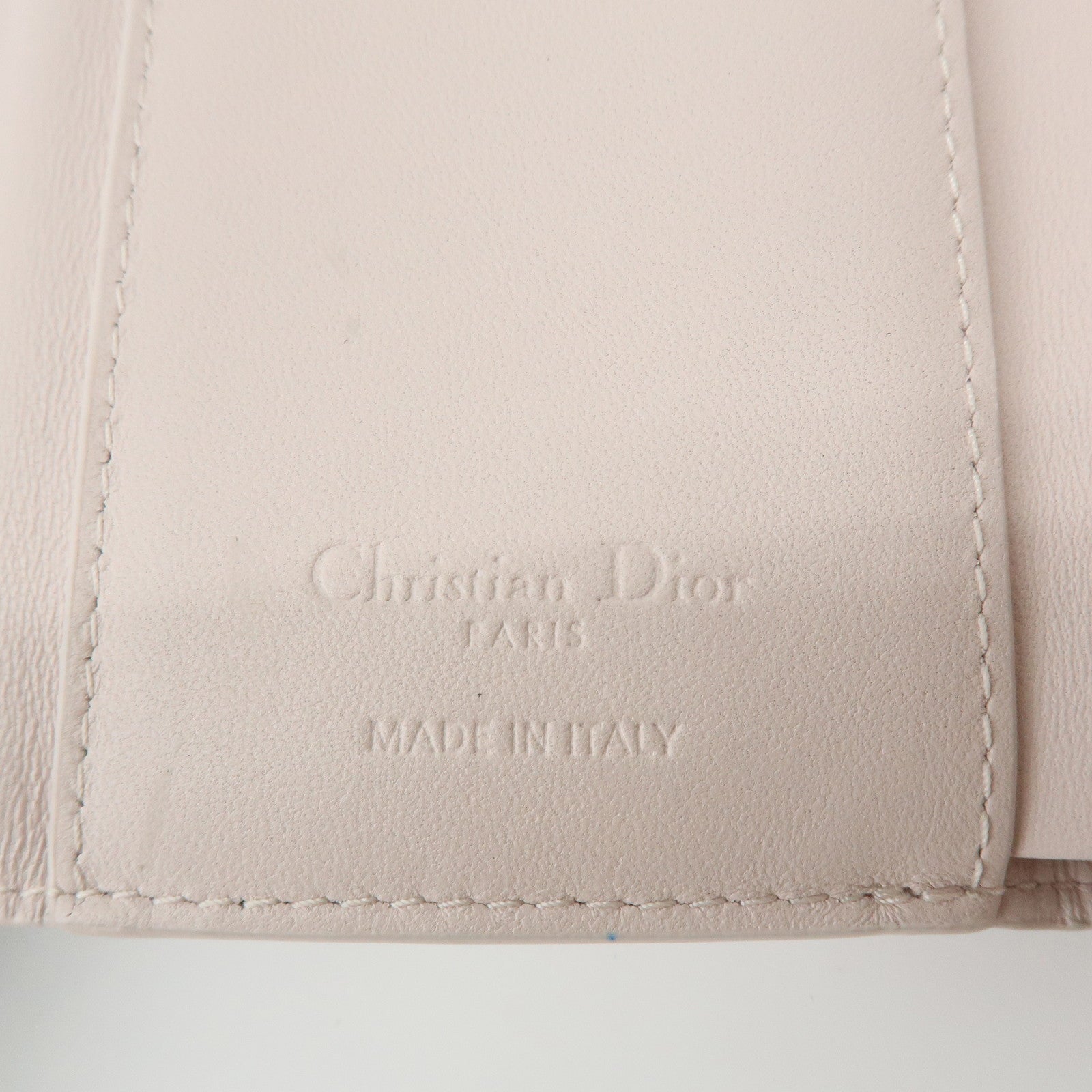 Christian Dior Cannage Leather Tri-fold Compact Wallet Light Pink
