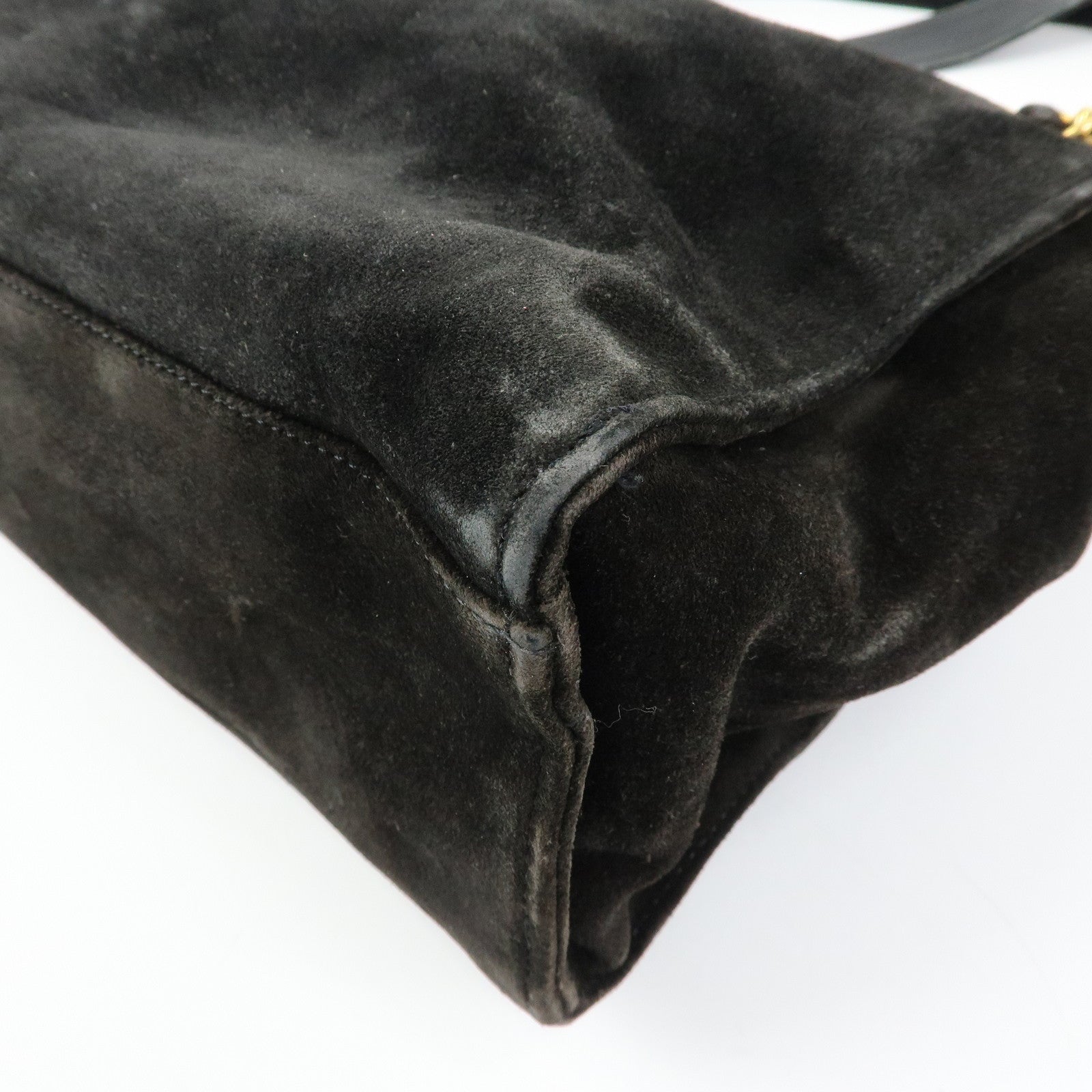 CHANEL COCO Mark Suede Chan Shoulder Bag Black