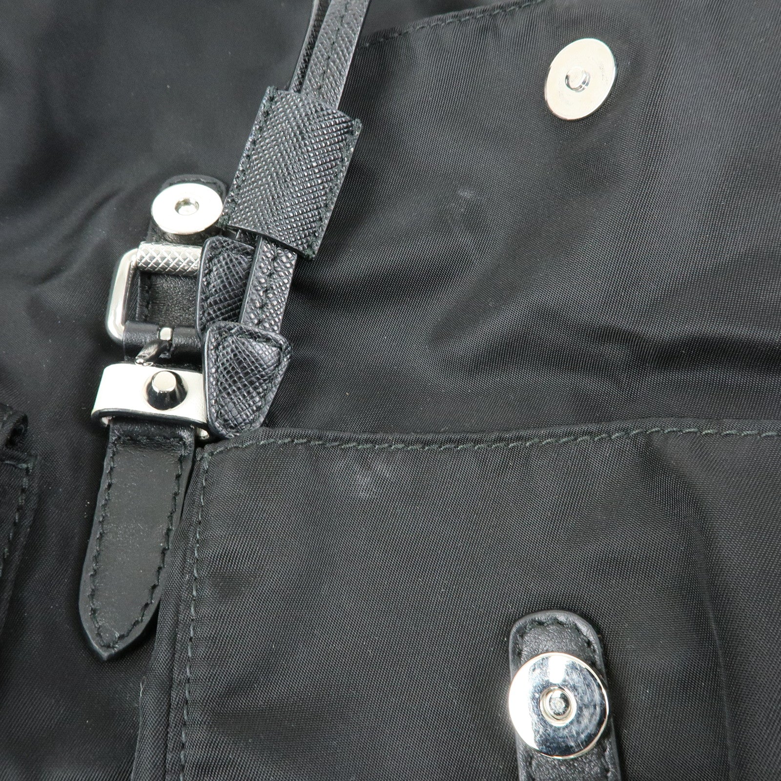 PRADA Triangle Logo Nylon Studs Backpack Rucksack Black 1BZ811