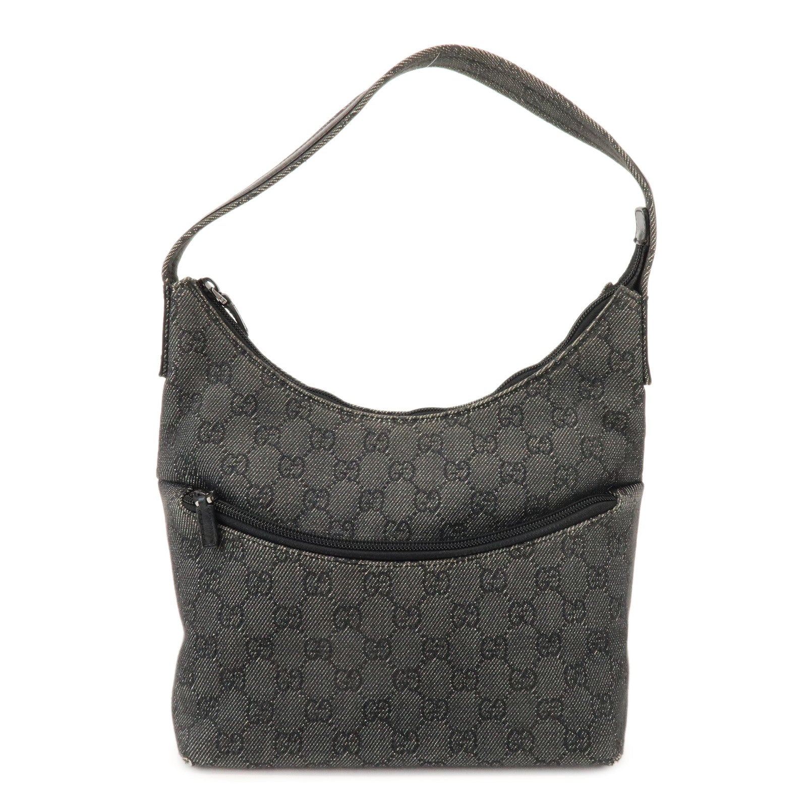 GUCCI GG Denim Leather Shoulder Bag Hand Bag Black 105649