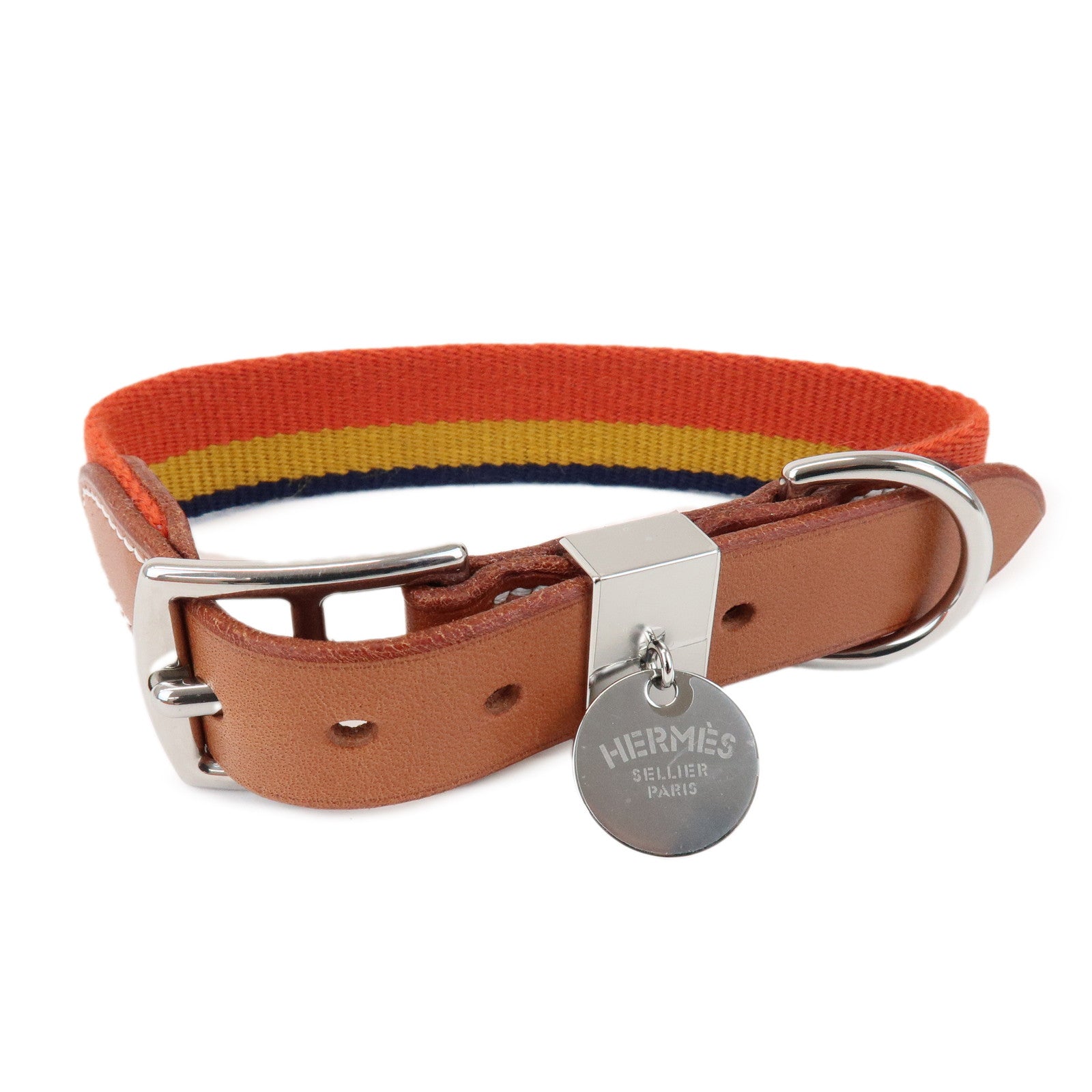 HERMES RocabarIII BridleLeather U Stamped Dog Collar Dark Irish