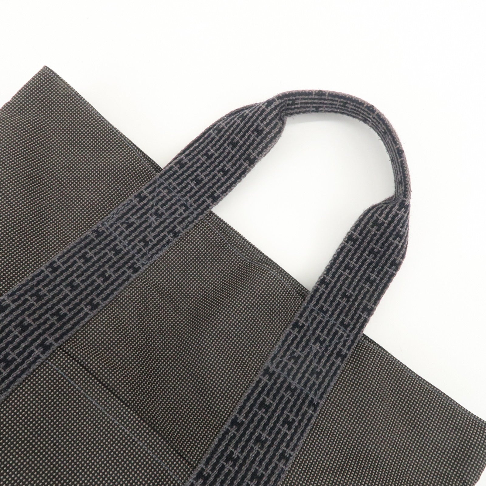 HERMES Herline Cabas Canvas Tote Bag Hand Bag Black