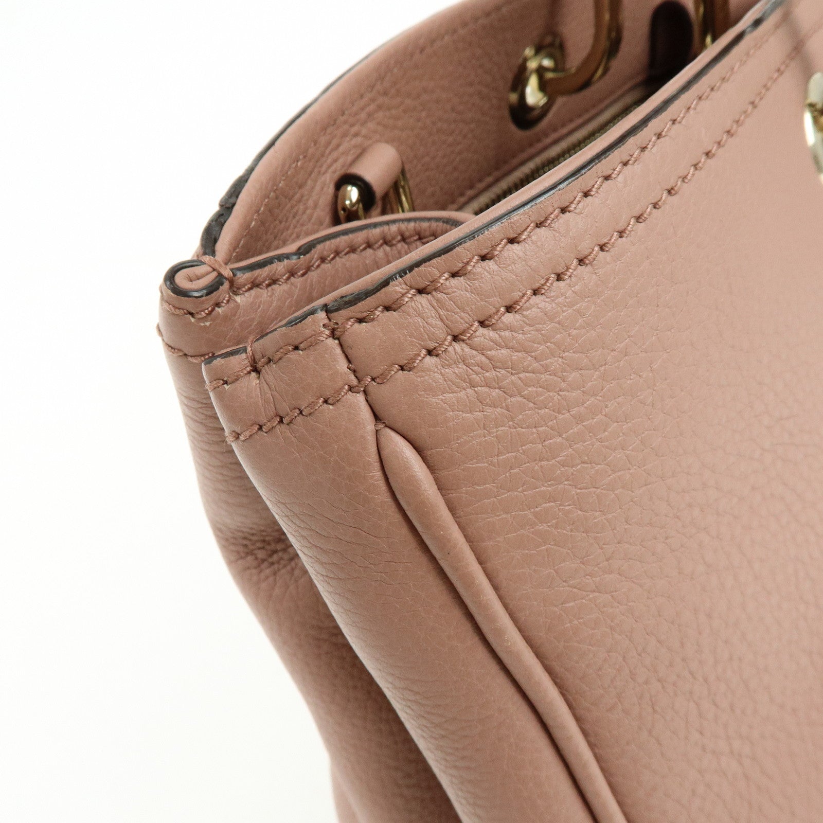 GUCCI Bamboo Shopper Medium 2Way Bag Shoulder Bag Pink Beige 323660