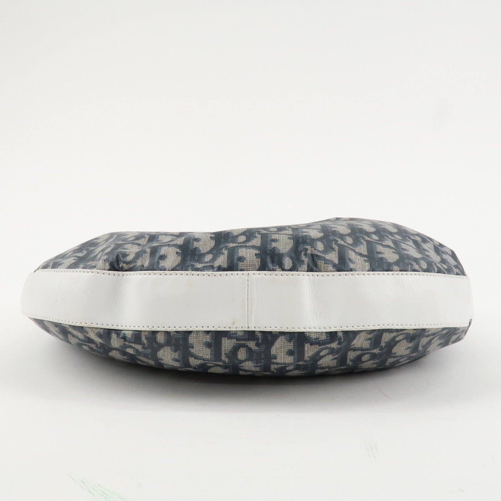 Christian Dior Trotter PVC Leather Shoulder Bag Hand Bag Navy White Used