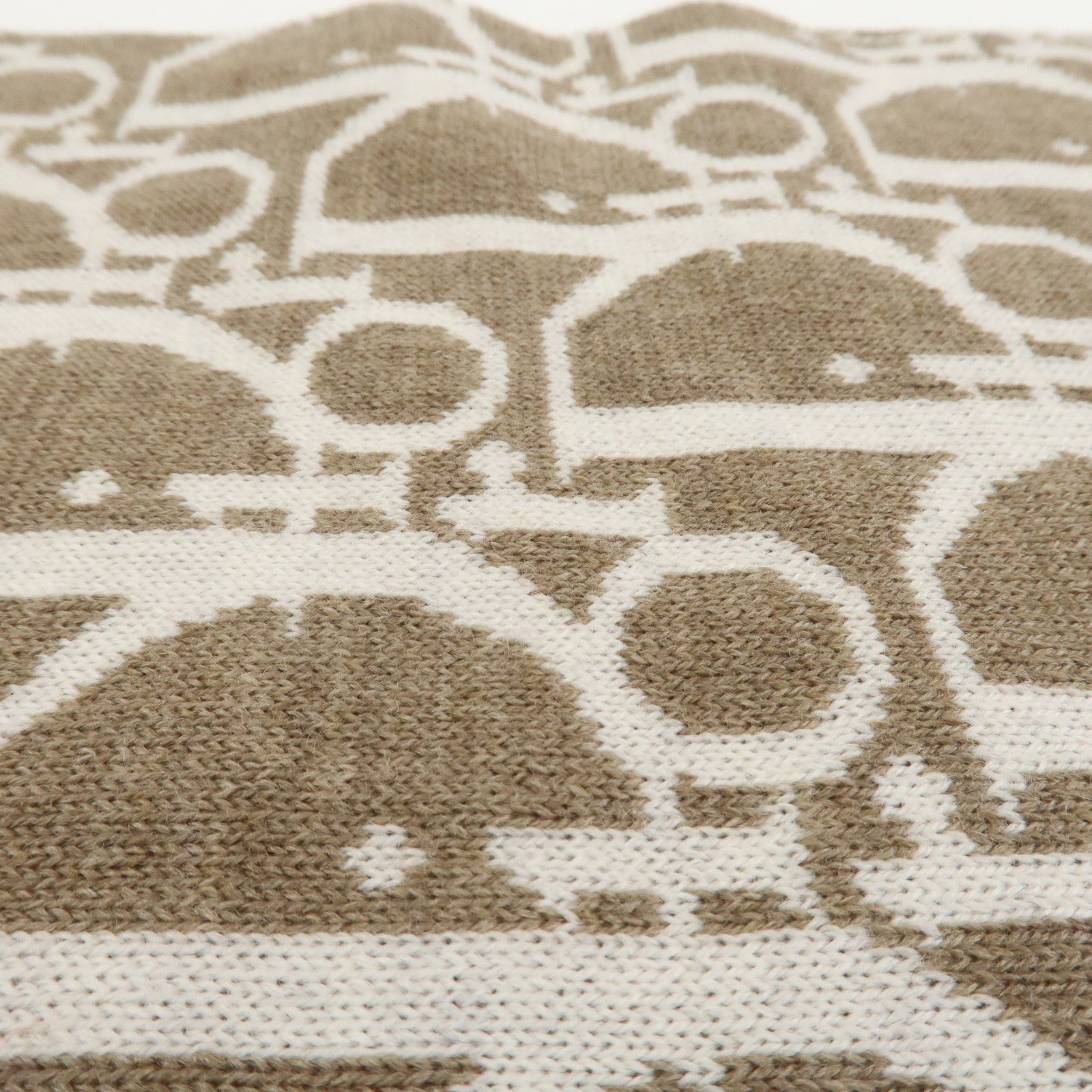 Christian Dior Trotter Wool 100% Scarf Shawl Brown