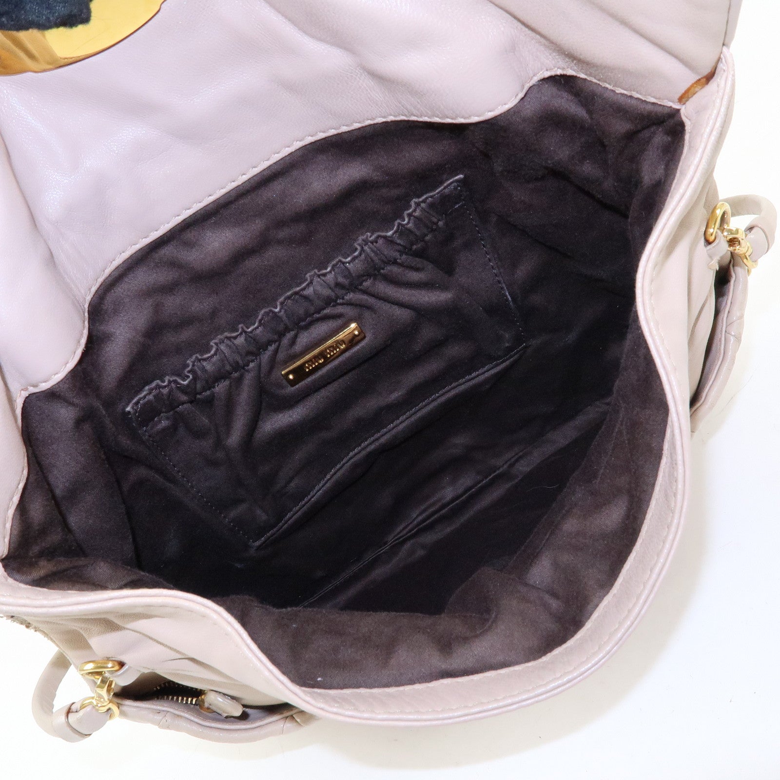 MIU MIU Nappa Leather 2Way Bag Hand Bag Shoulder Bag Beige