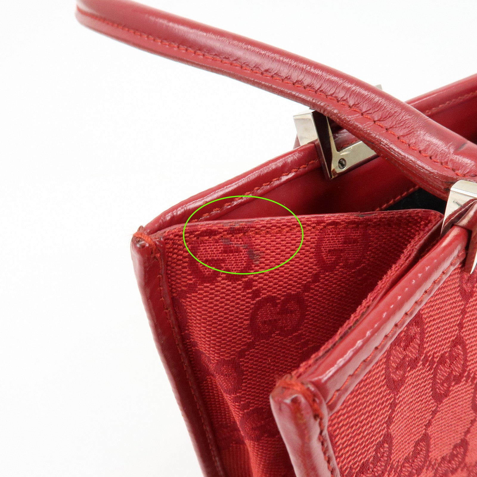 GUCCI Jackie GG Canvas Leather Shoulder Bag Tote Bag Red 002・1073