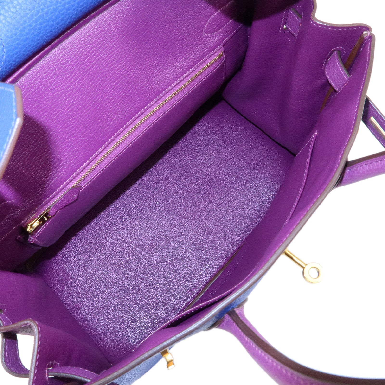 HERMES Birkin 30 Togo Leather Hand Bag HSS D Stamped Blue Anemone