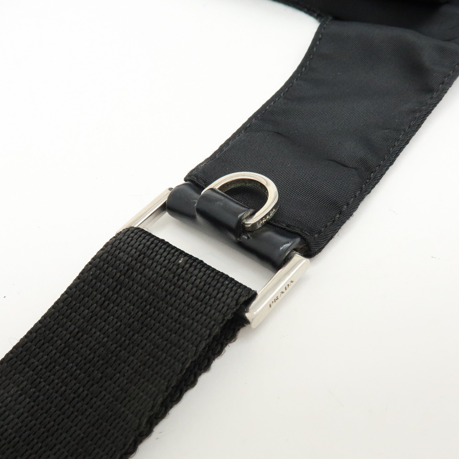 PRADA Triangle Logo Nylon Shoulder Bag Crossbody Bag Black