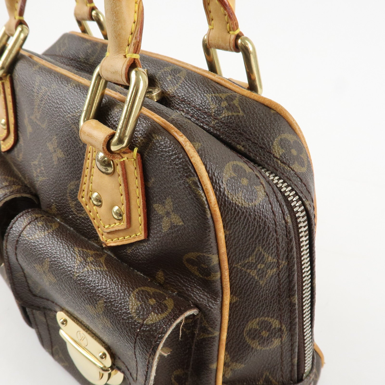 Louis Vuitton Monogram Manhattan PM Hand Bag Brown M40026 Used