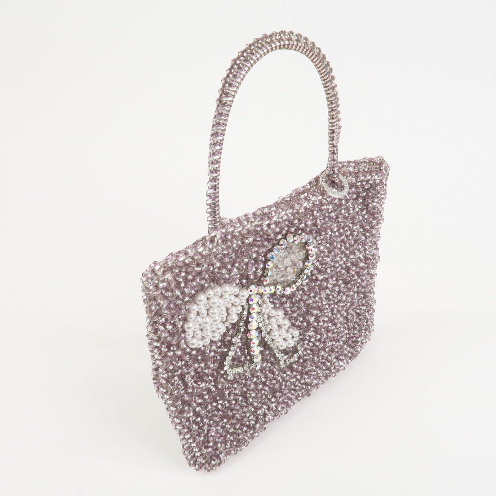 ANTEPRIMA PVC Wire Rhinestone Hand Bag Ribbon Pink