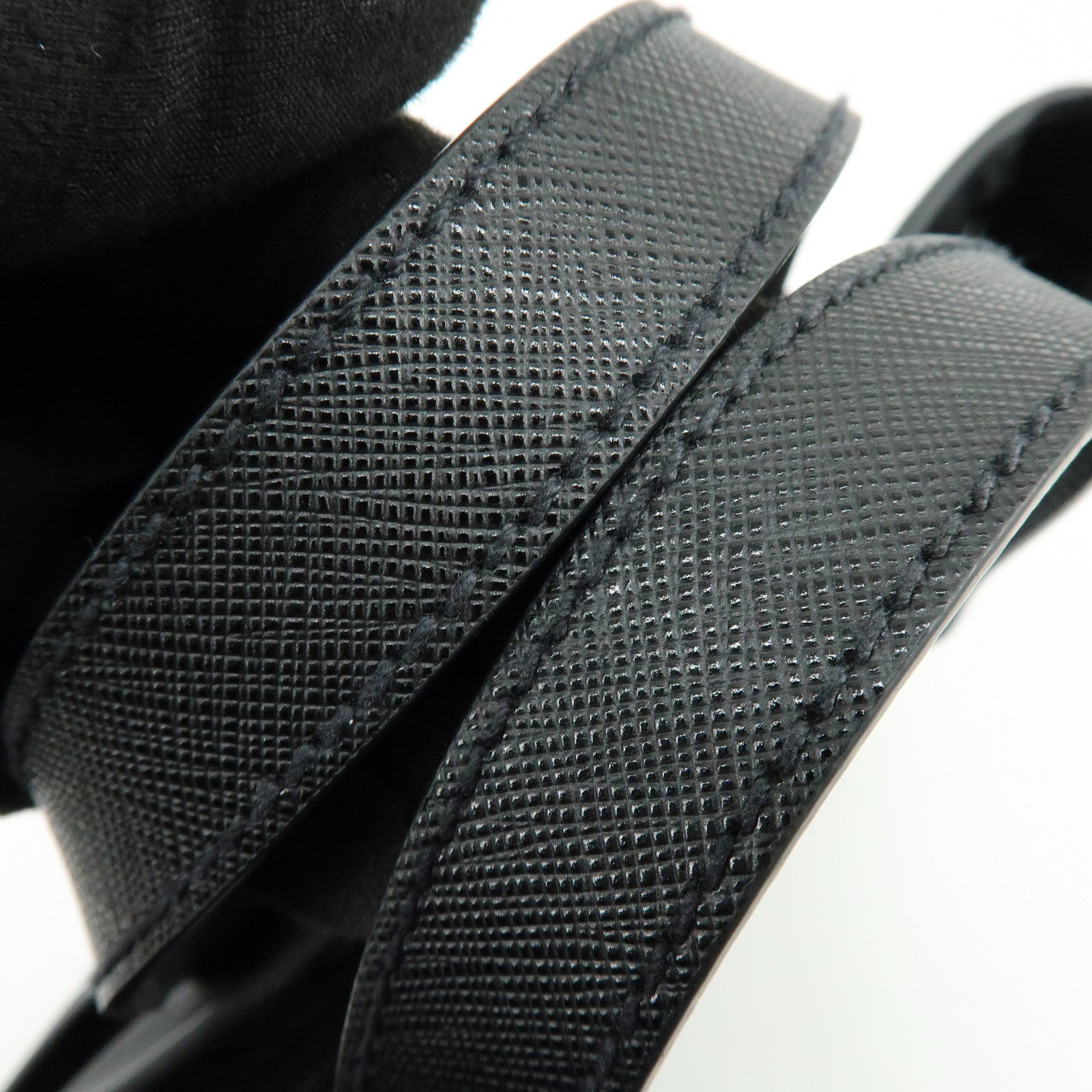 PRADA Triangle Logo Re-Nylon Saffiano Leather Tote Bag Black 2VG860