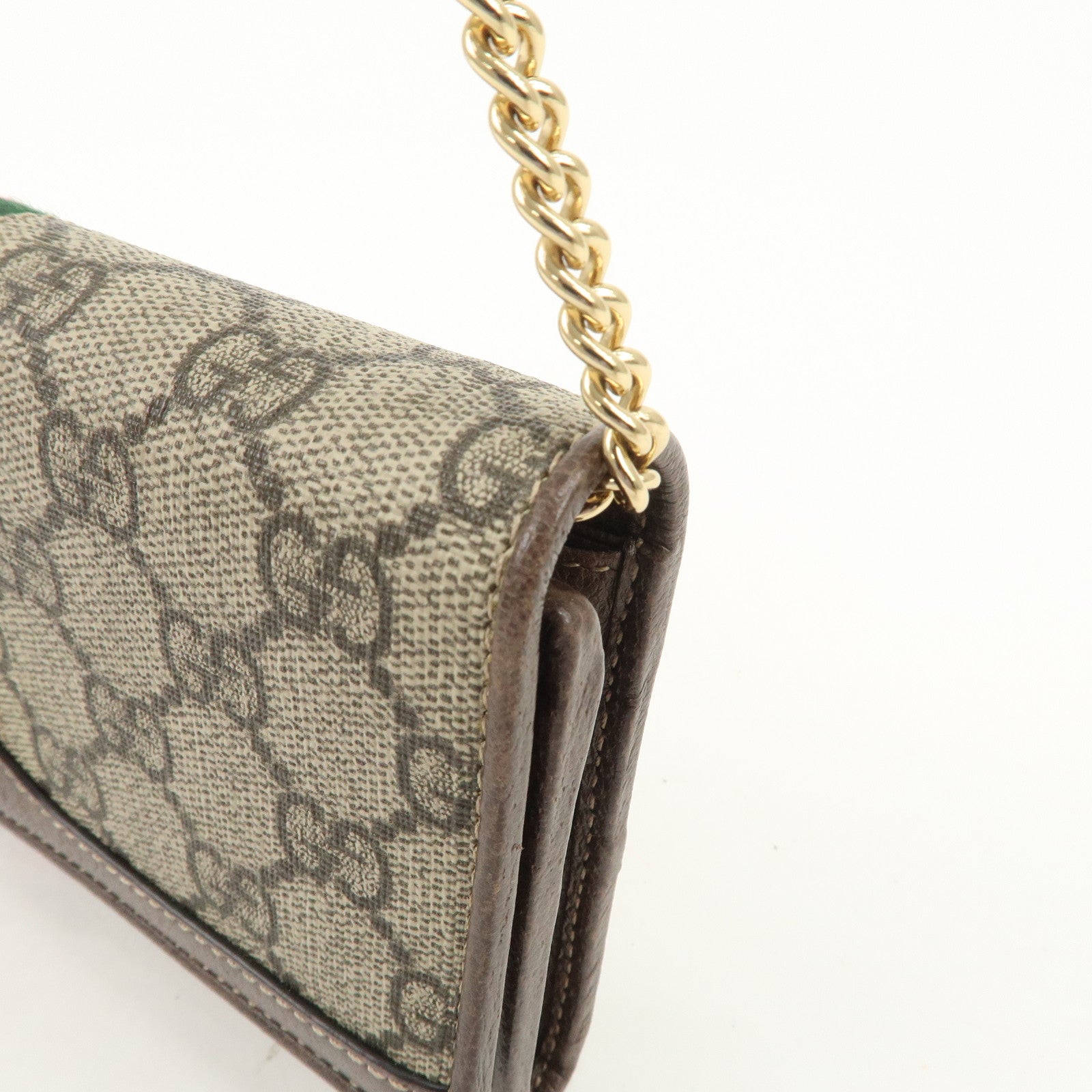 GUCCI Ophidia GG Supreme WOC Chain Wallet Long Wallet Brown 546592
