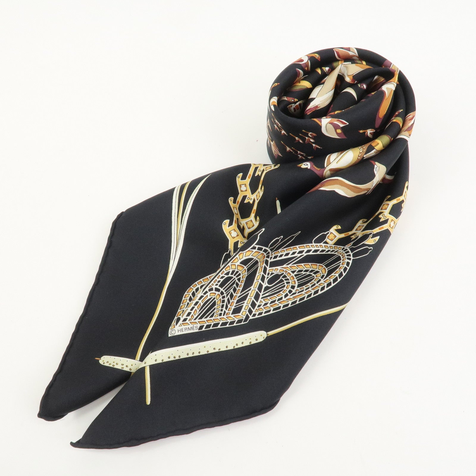 HERMES  Carre 90 Silk 100% Scarf LIBRES COMME L'AIR Bird Print