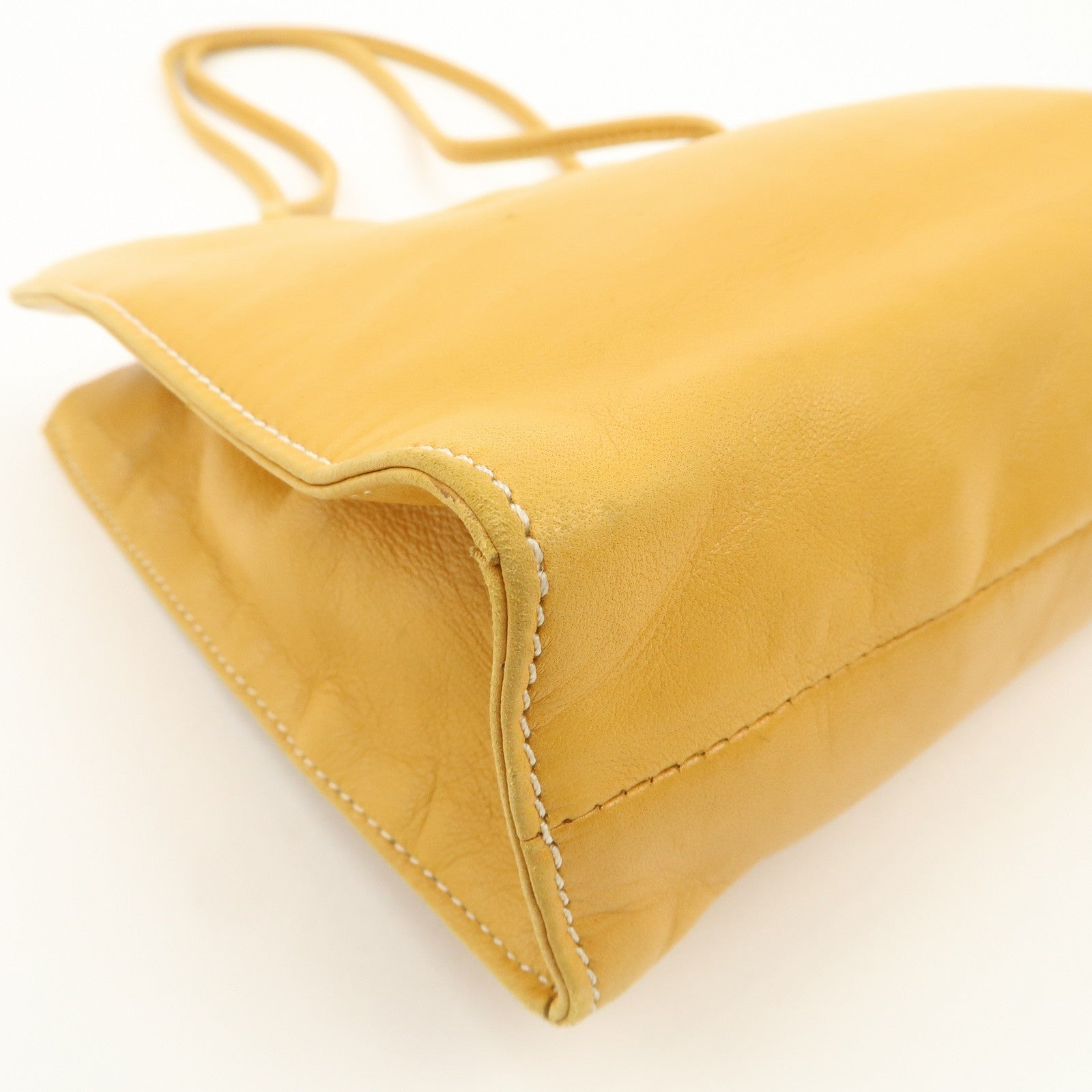 LOEWE Logo Nappa Leather Shoulder Bag Hand Bag Yellow