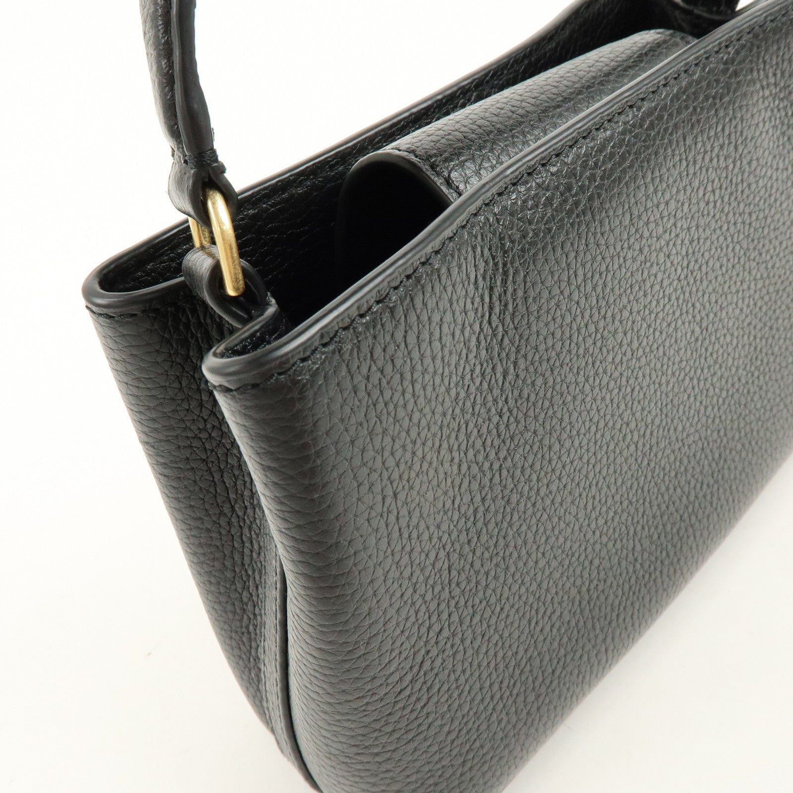 TORY BURCH Britten Micro Satchel Leather 2Way Bag Hand Bag Black
