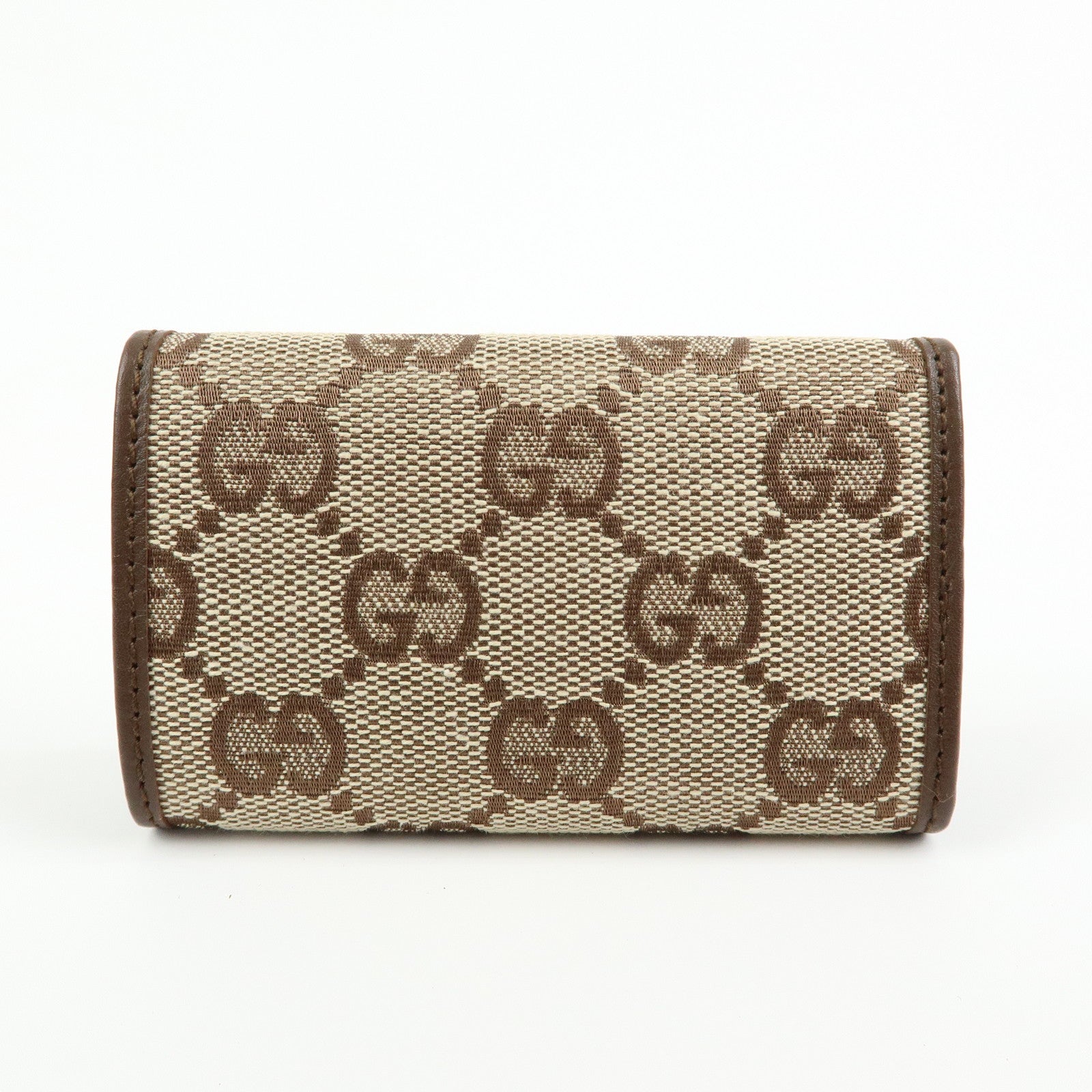 GUCCI GG Canvas Leather 6 Ring Key Case Beige Brown