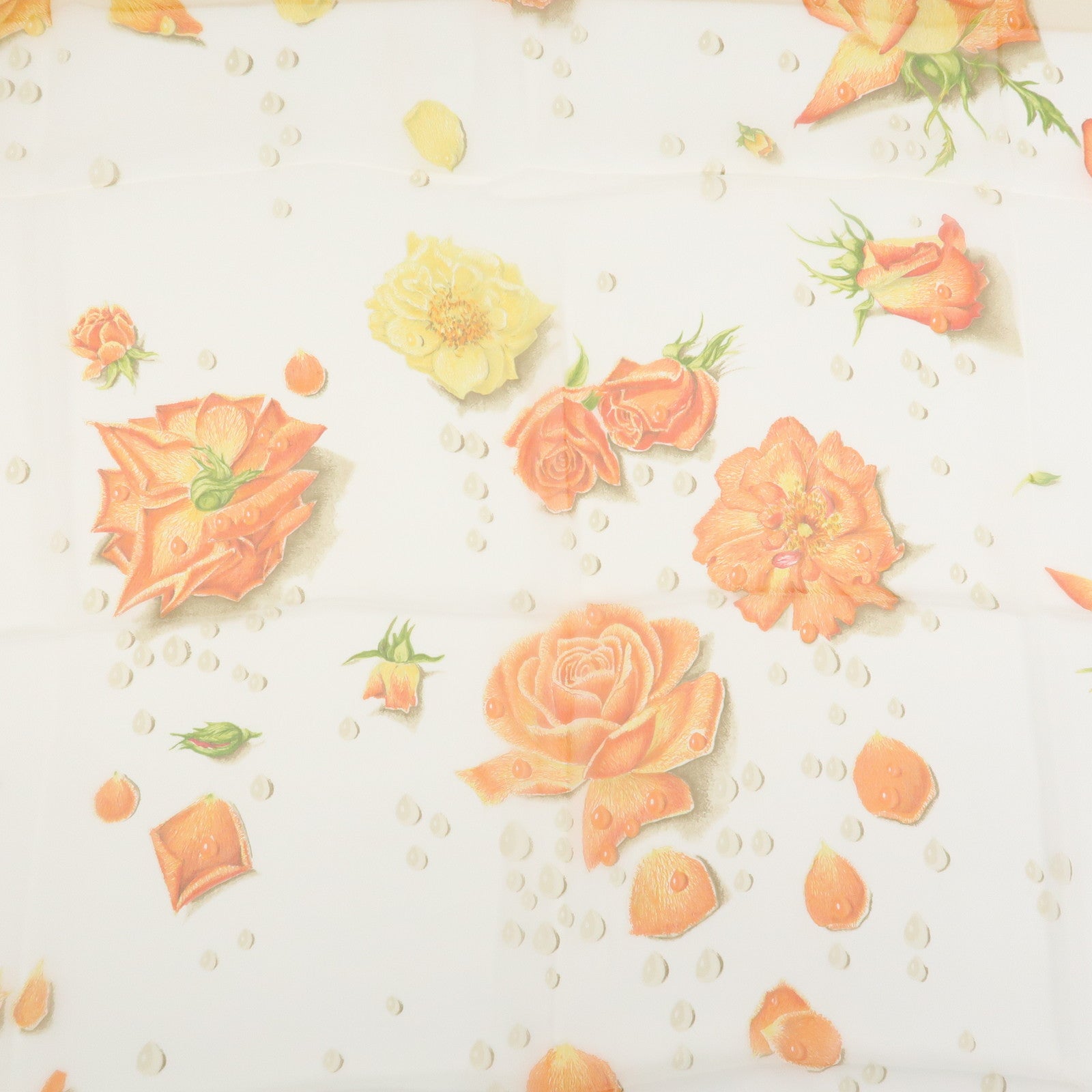 HERMES Carre 90 Silk 100% LA ROSEE Anne Gavarni Scarf Orange