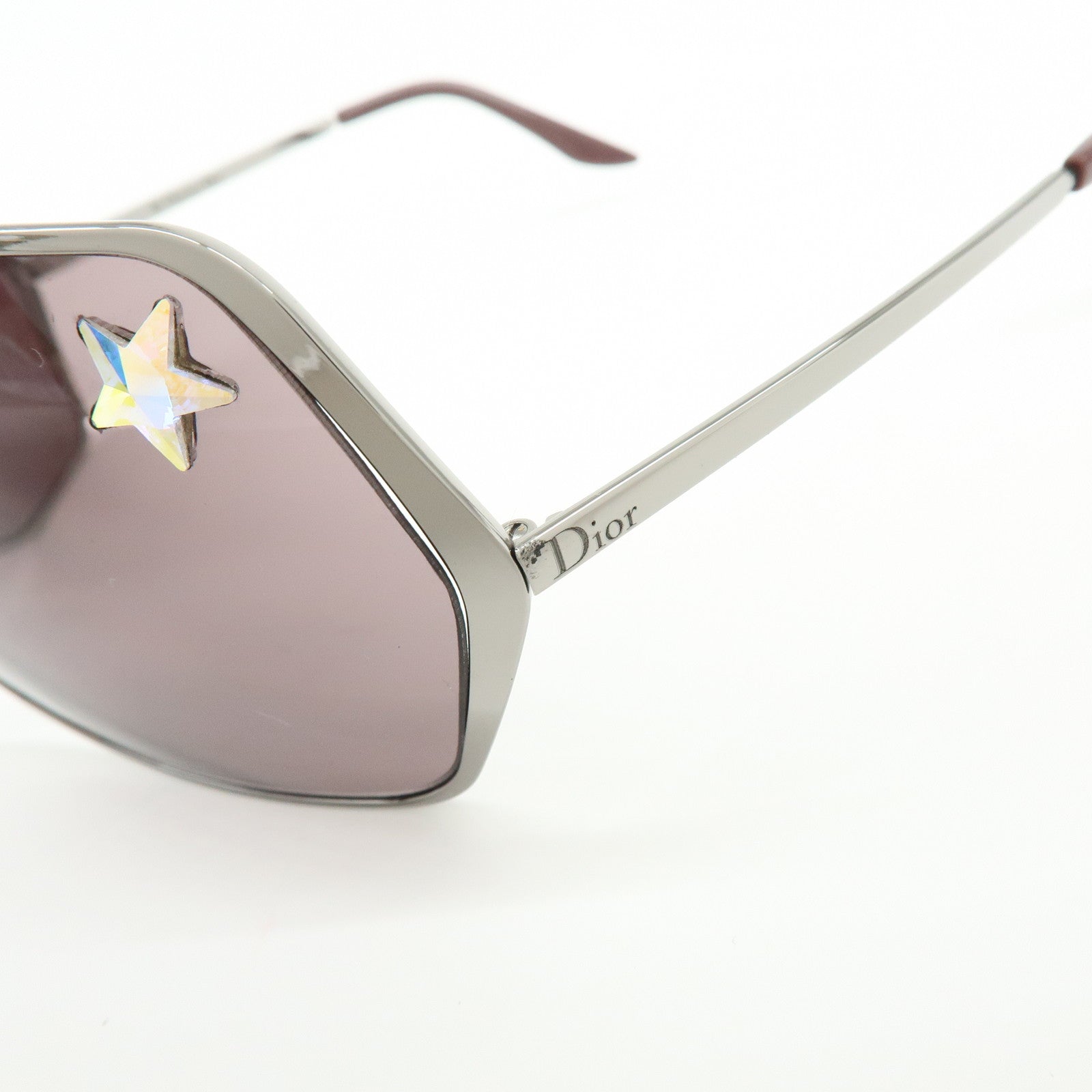 Christian Dior Plastic Metal Sunglasses Star Brown Sillver 6LBP7