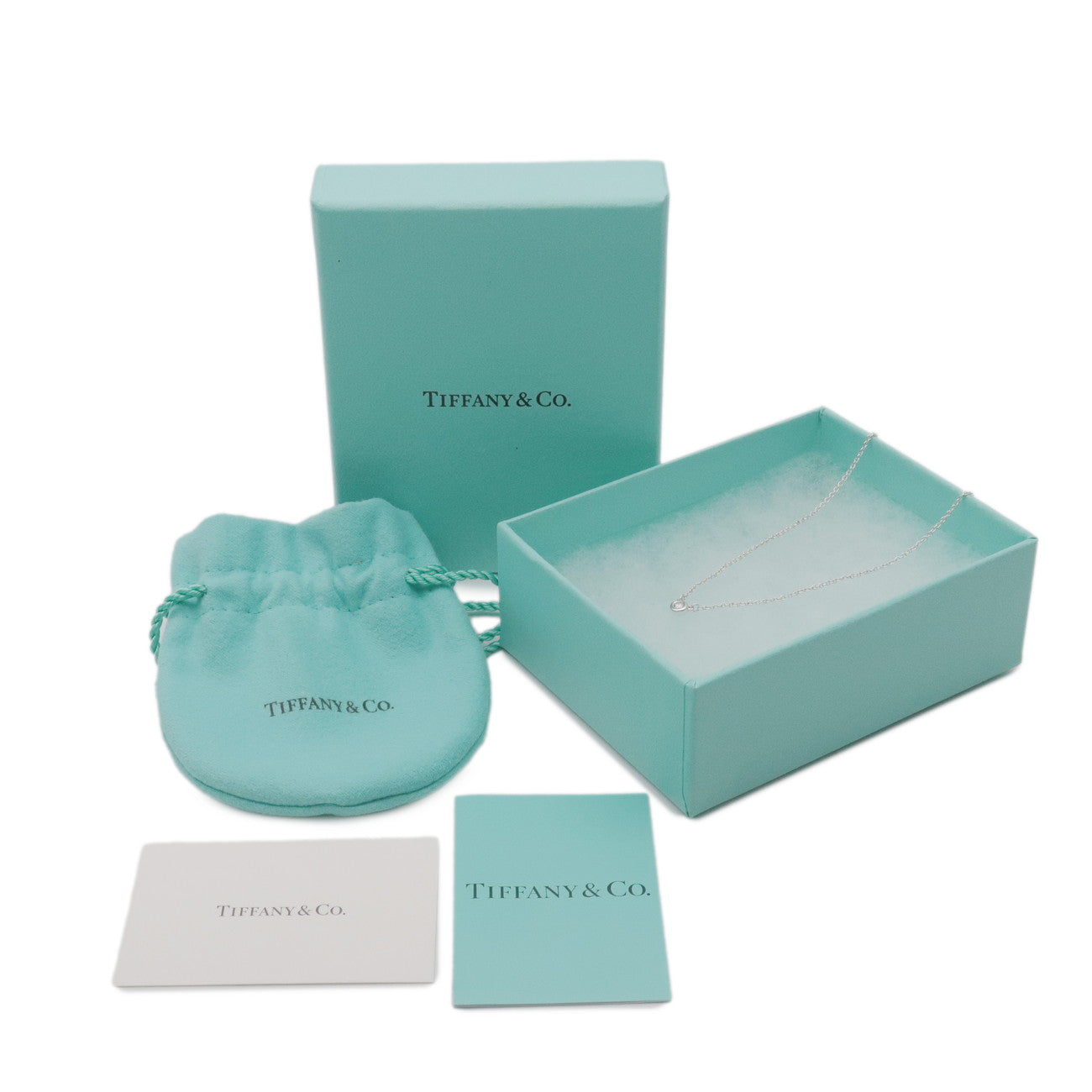 Tiffany & Co By The Yard 1P Diamond Necklace SV925 Silver