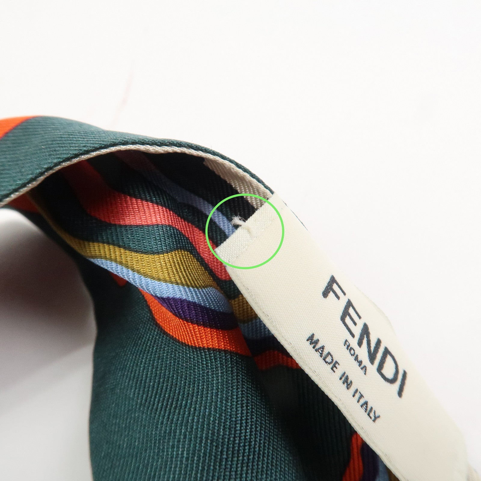 FENDI Silk Scarf Twilly Multicolor Green Used