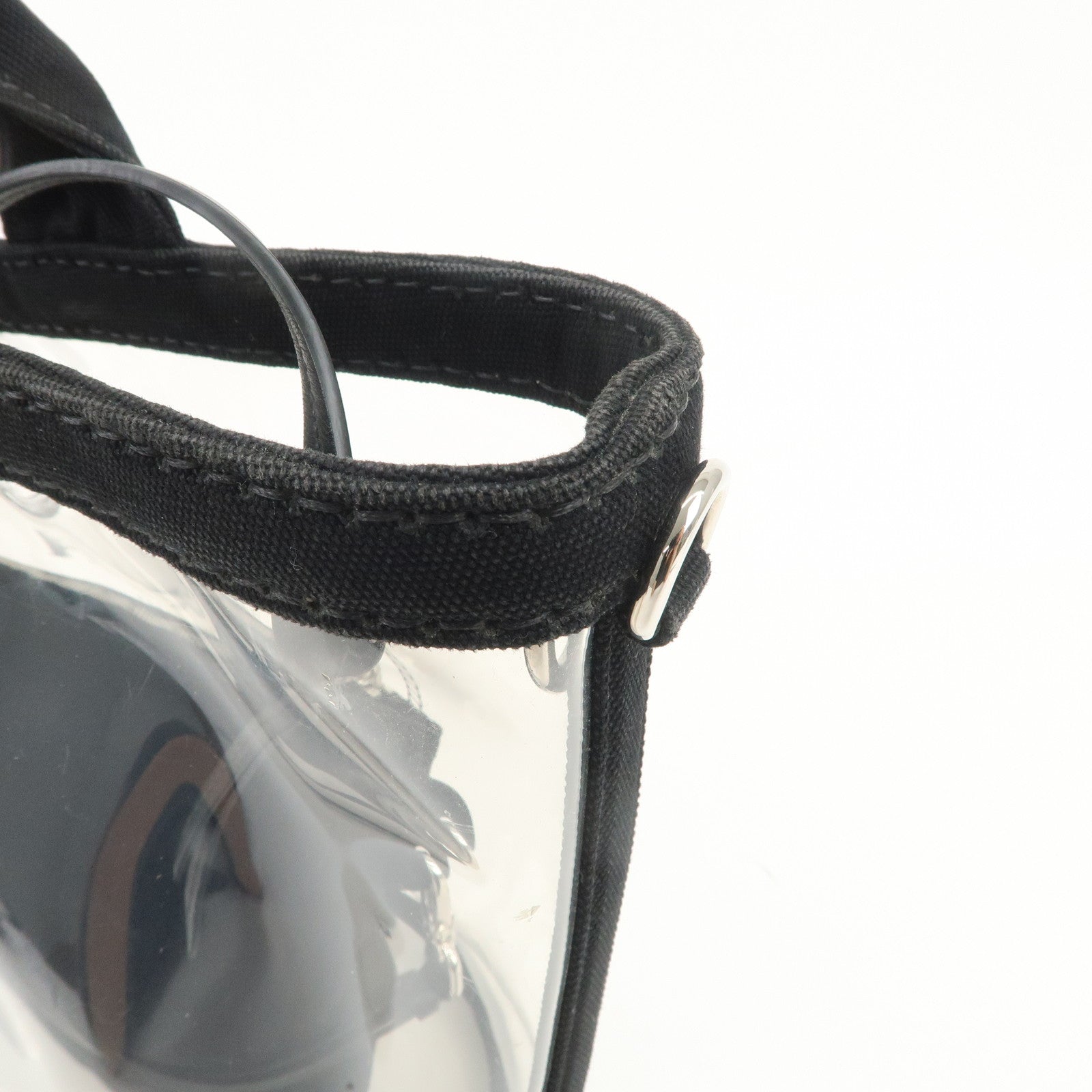 PRADA Canvas Vinyl Leather 2Way Hand Bag Clear Black 1BG187