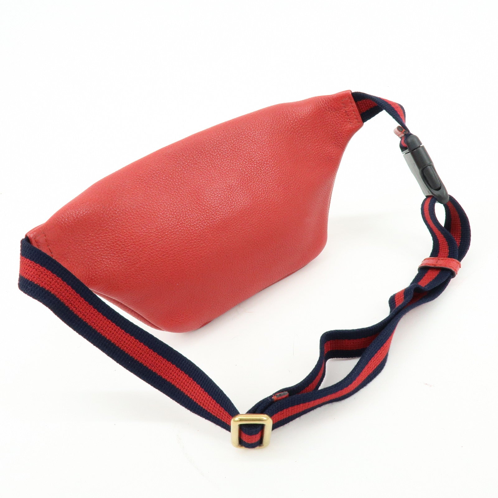 GUCCI Sherry Leather Waist Pouch Body Bag Red 527792