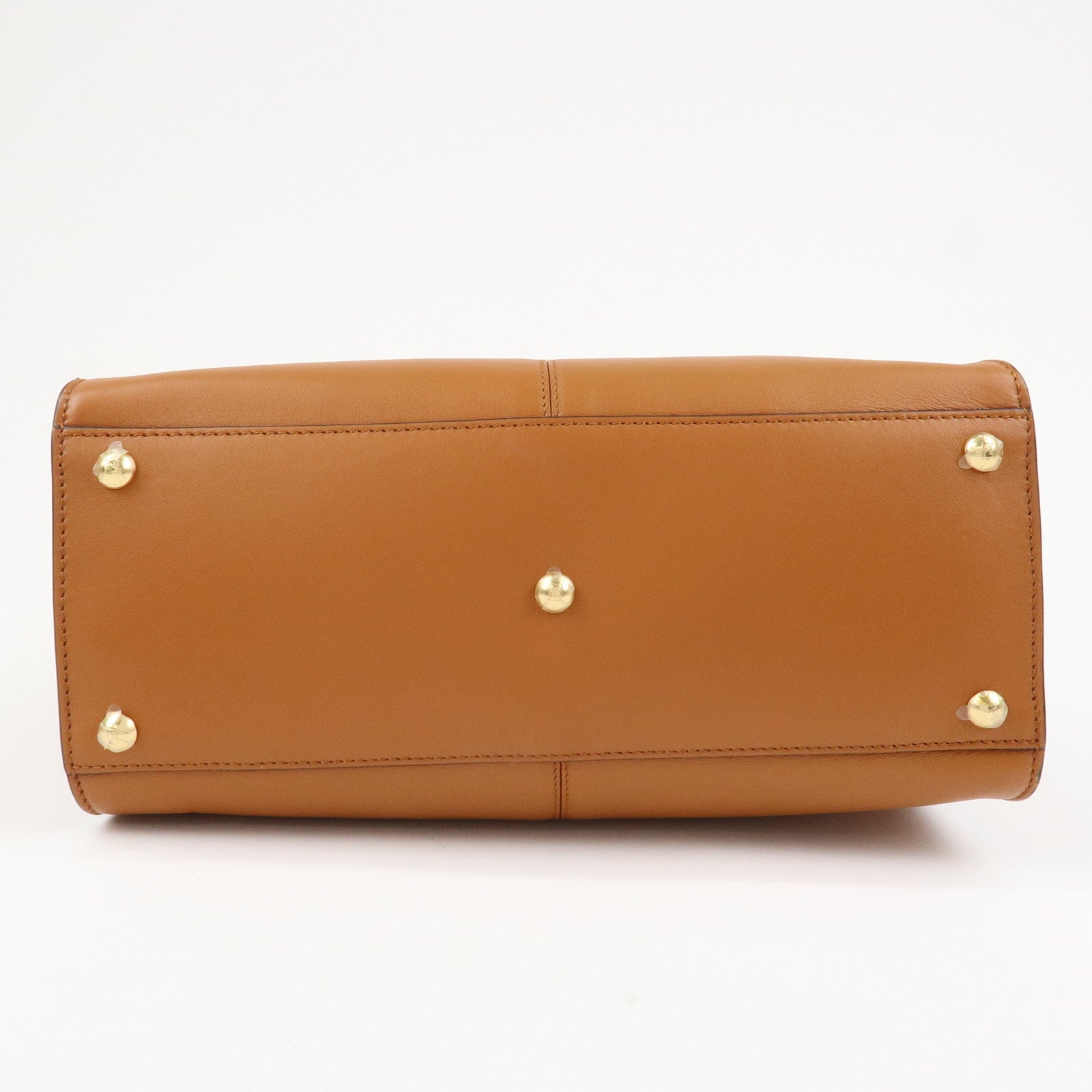 FENDI Peekaboo X Lite Leather 2Way Bag Shoulder Bag Brown 8BN310