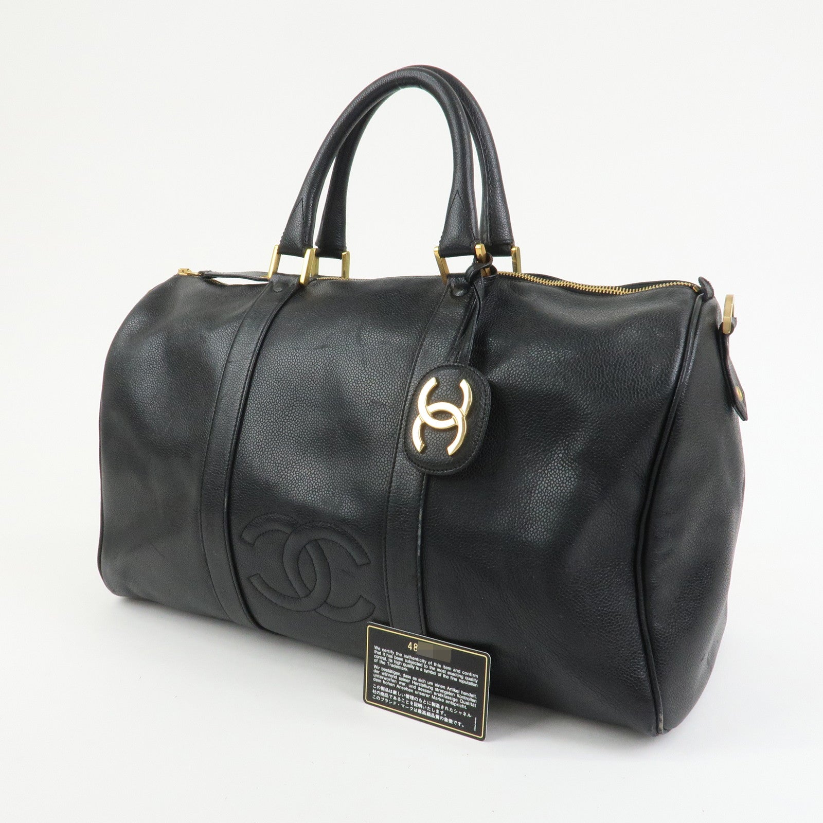 CHANEL COCO Mark Caviarskin Boston Bag Hand Bag Black