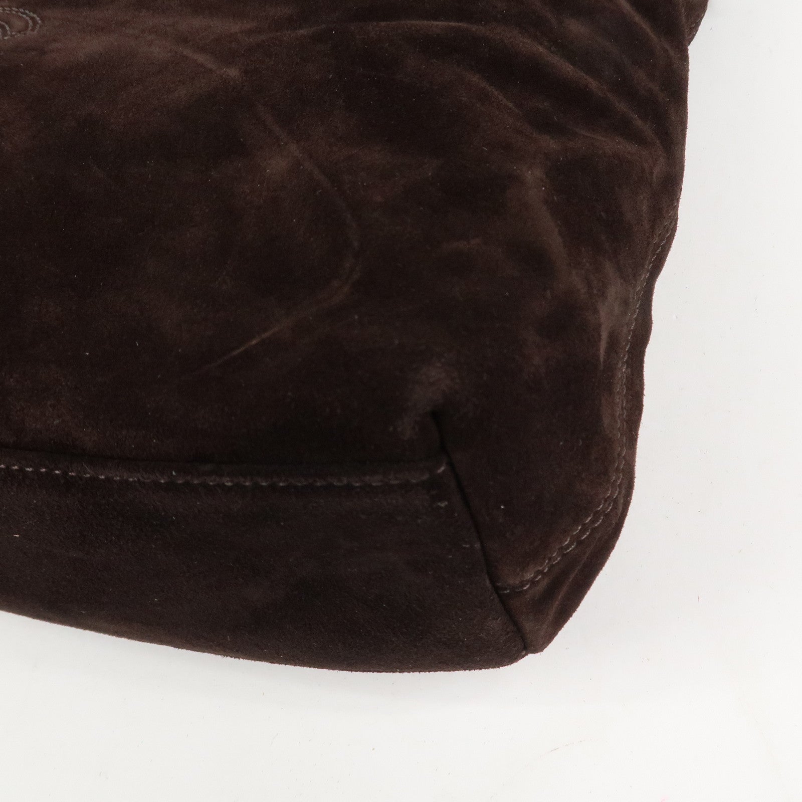 CHANEL COCO Mark Suede Tote Bag Shoulder Bag Brown