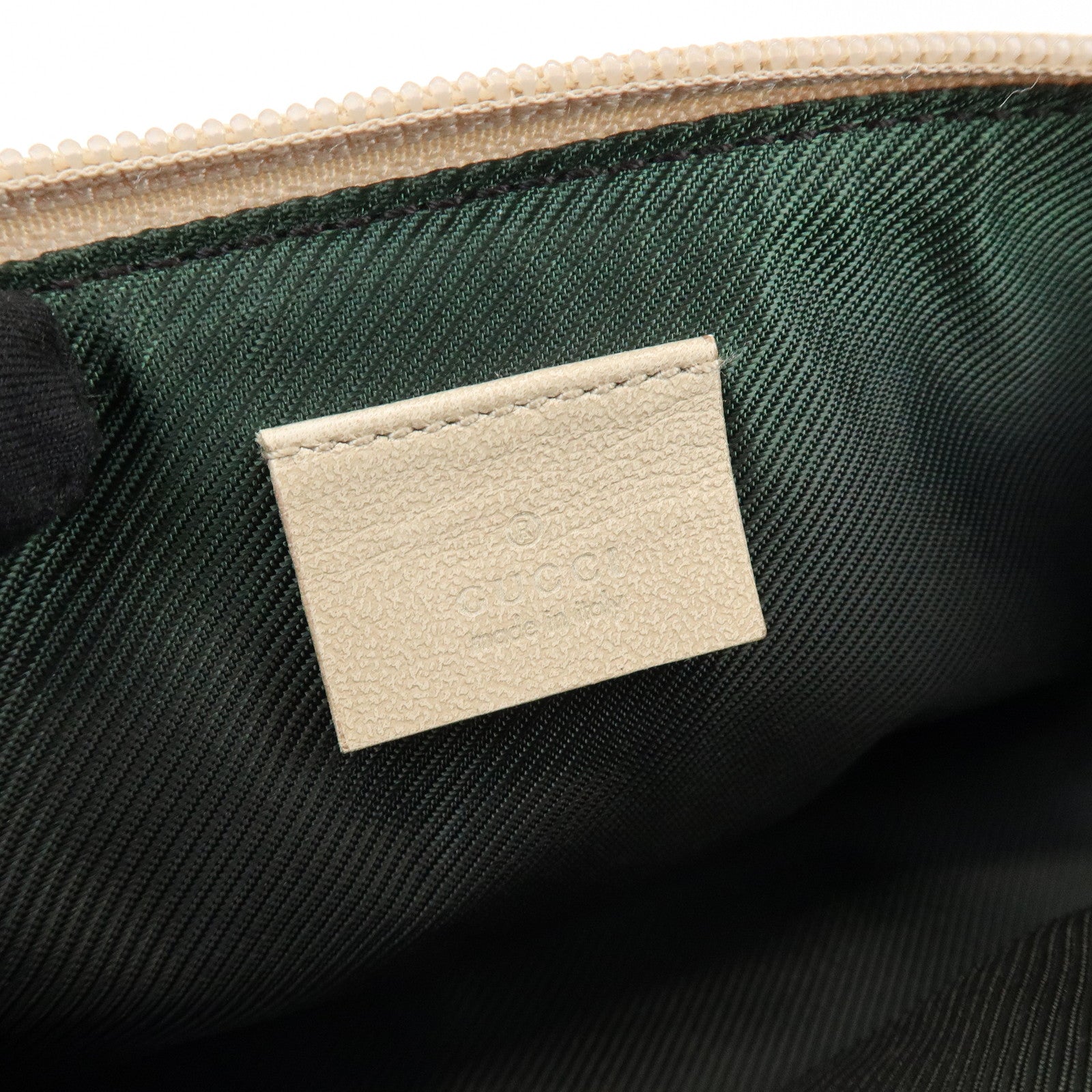 GUCCI Boat Bag GG Canvas Leather Pouch Hand Bag Beige Brown 07198