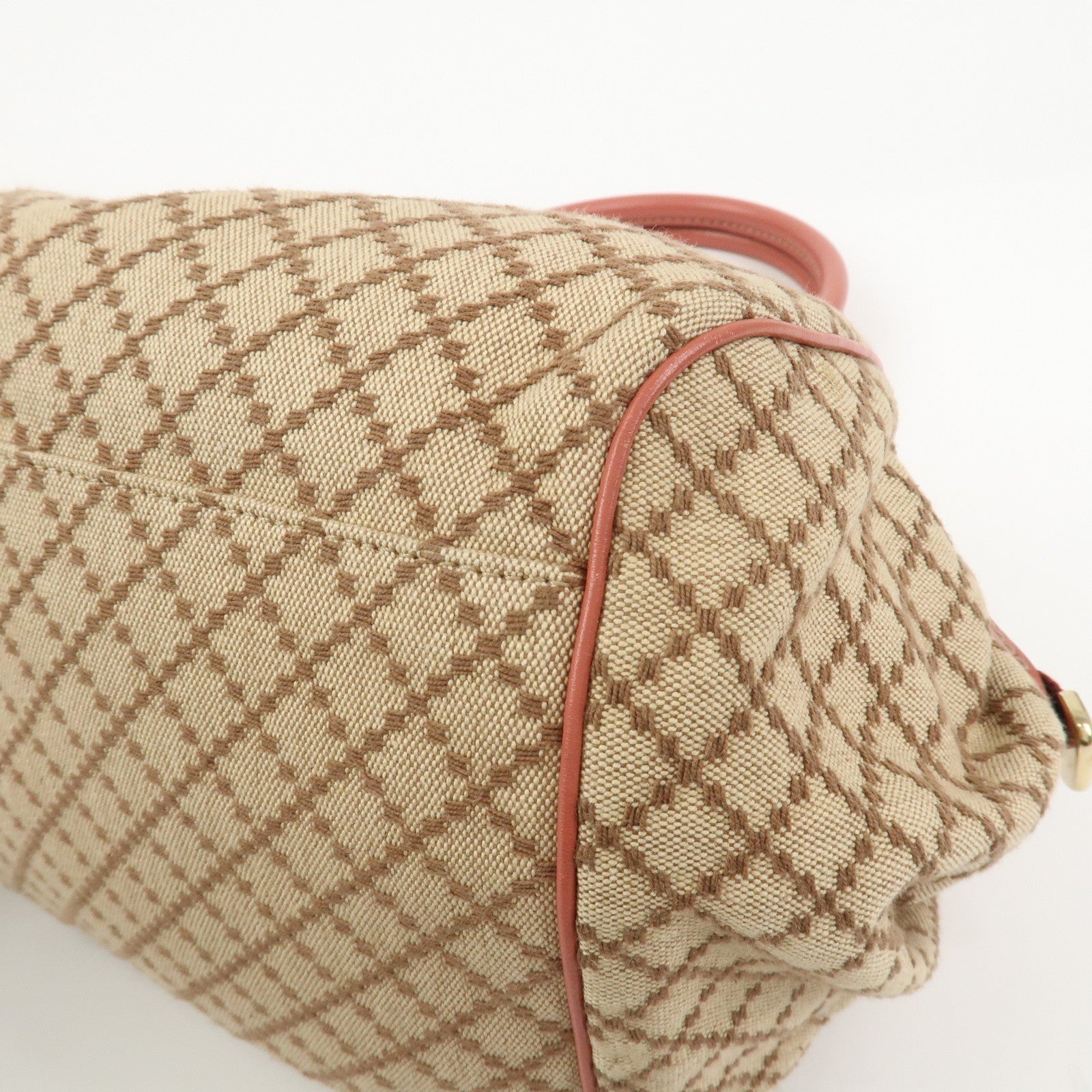 GUCCI Diamante Interlocking G Canvas Leather 2WAY Hand Bag 223974