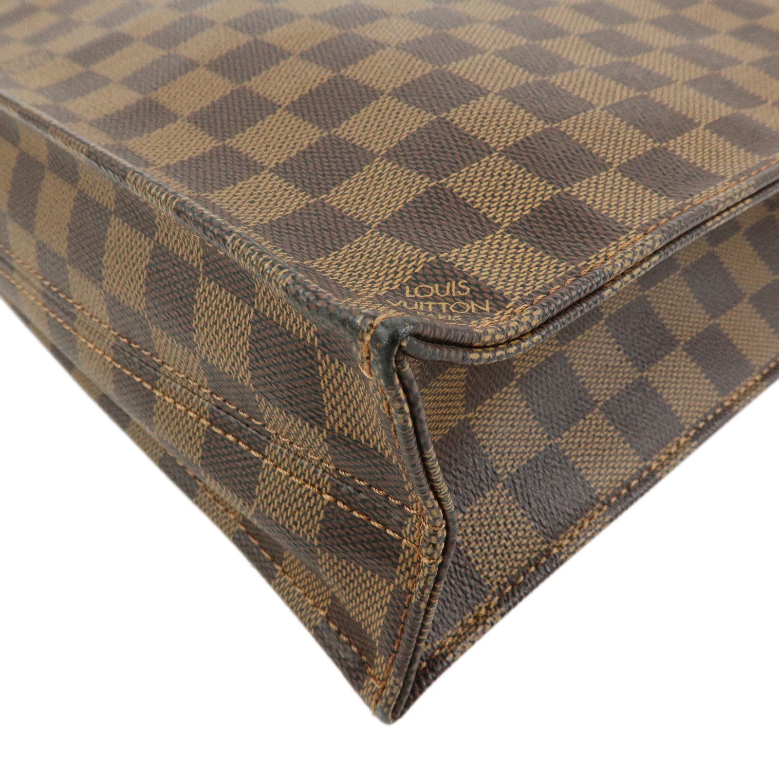 Louis Vuitton Damier Ebene Sac Plat Tote Bag Hand Bag Brown N51140