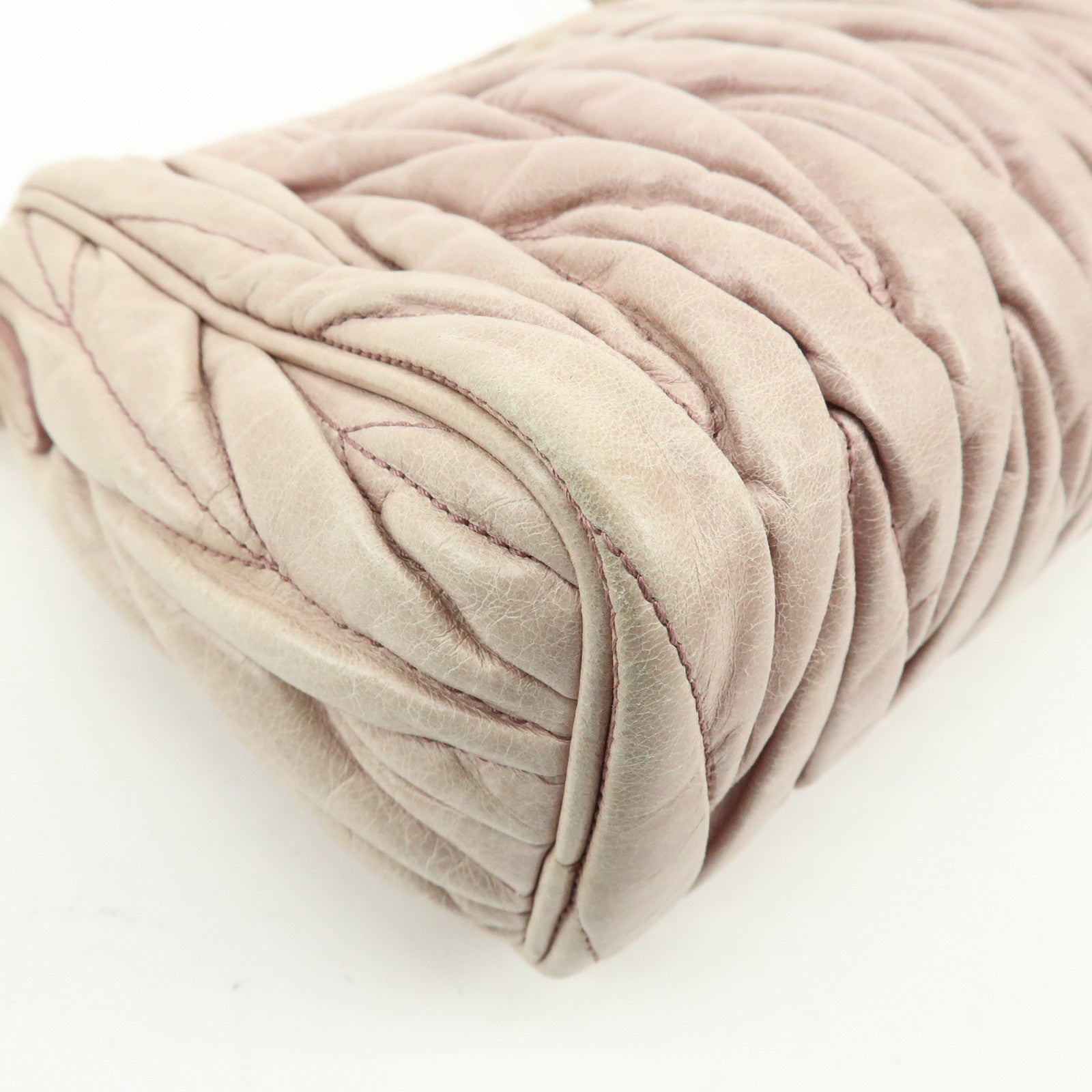 MIU MIU Matelasse Shoulder Bag Hand Bag Pink Beige 5N1521