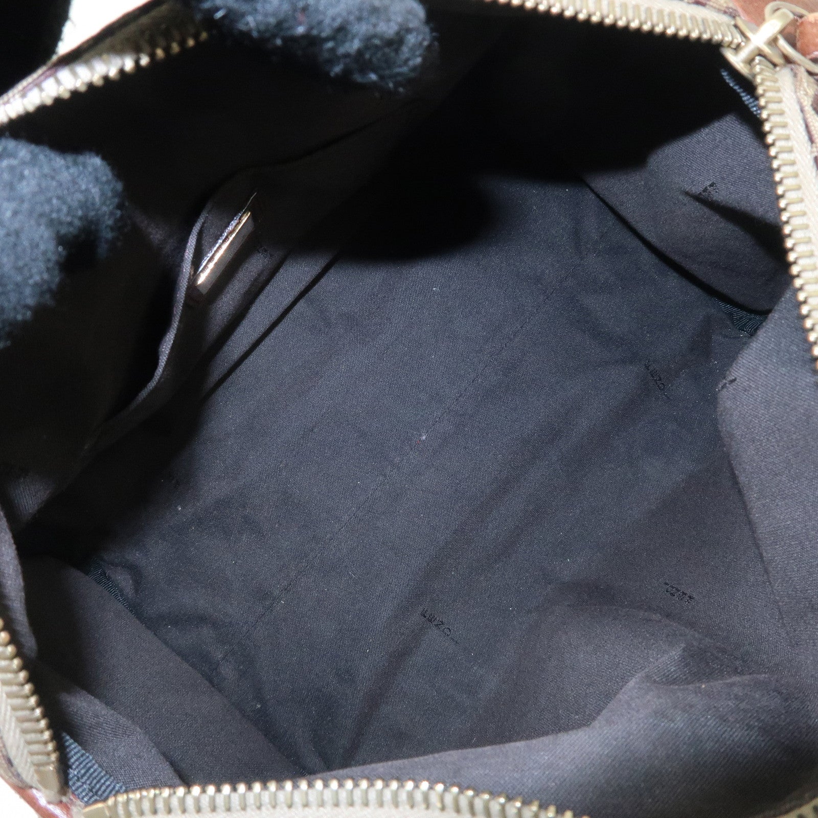 FENDI Zucchino Canvas Leather Boston Bag Brown Beige 8BL068 Used