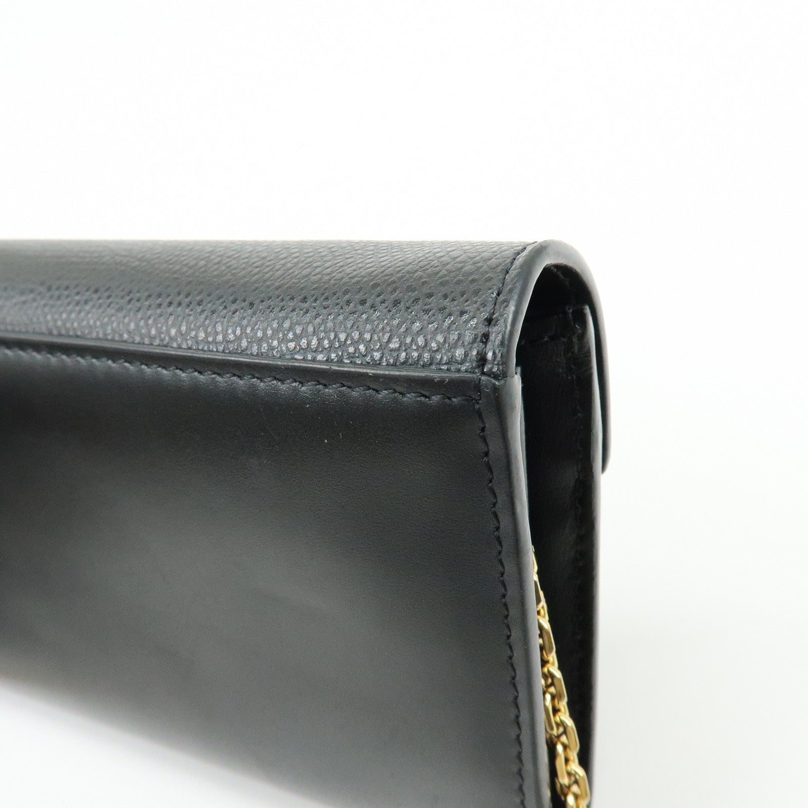 FENDI Leather Chain Wallet WOC Black 8M0365