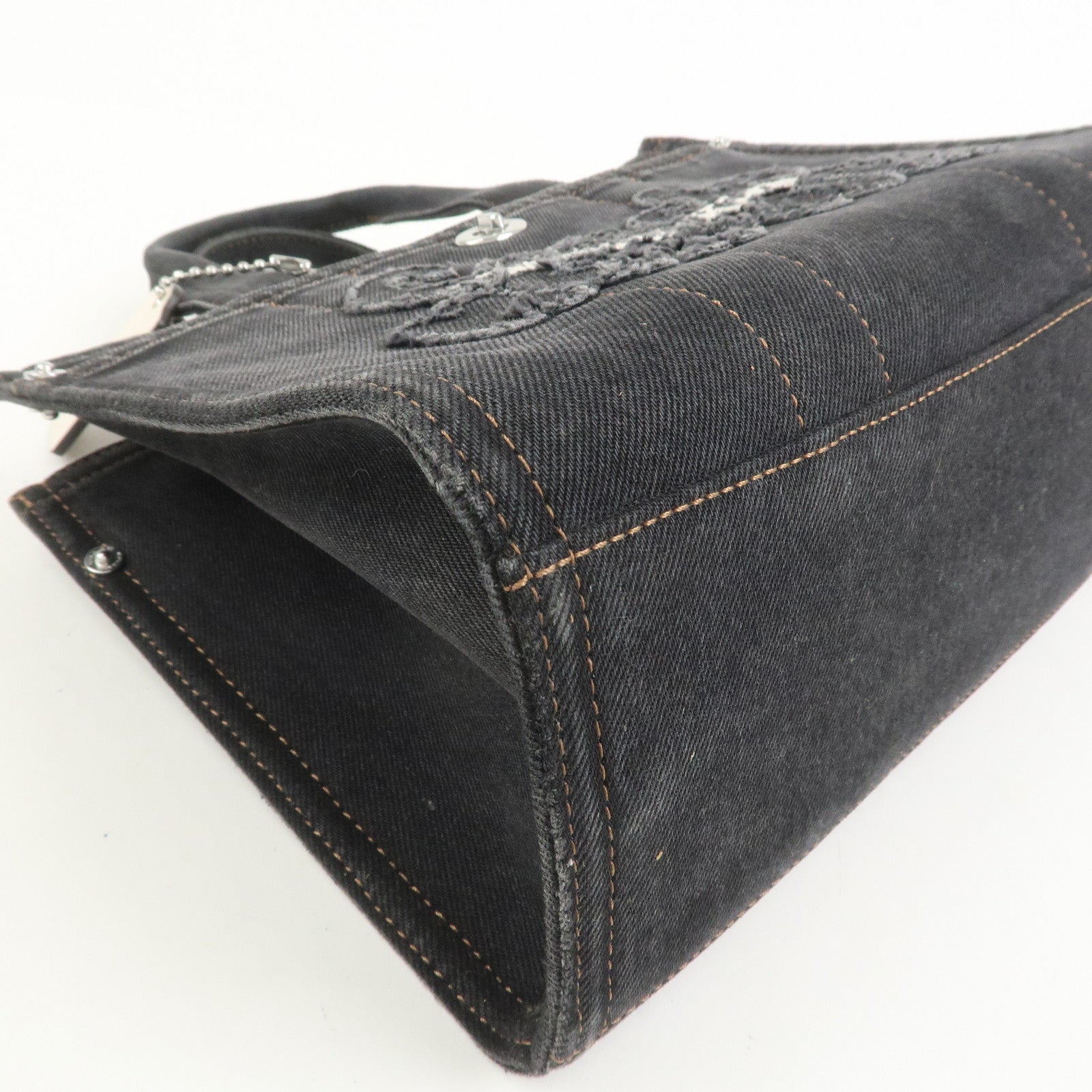 COACH Denim Leather 2Way Shoulder Bag Hand Bag Black