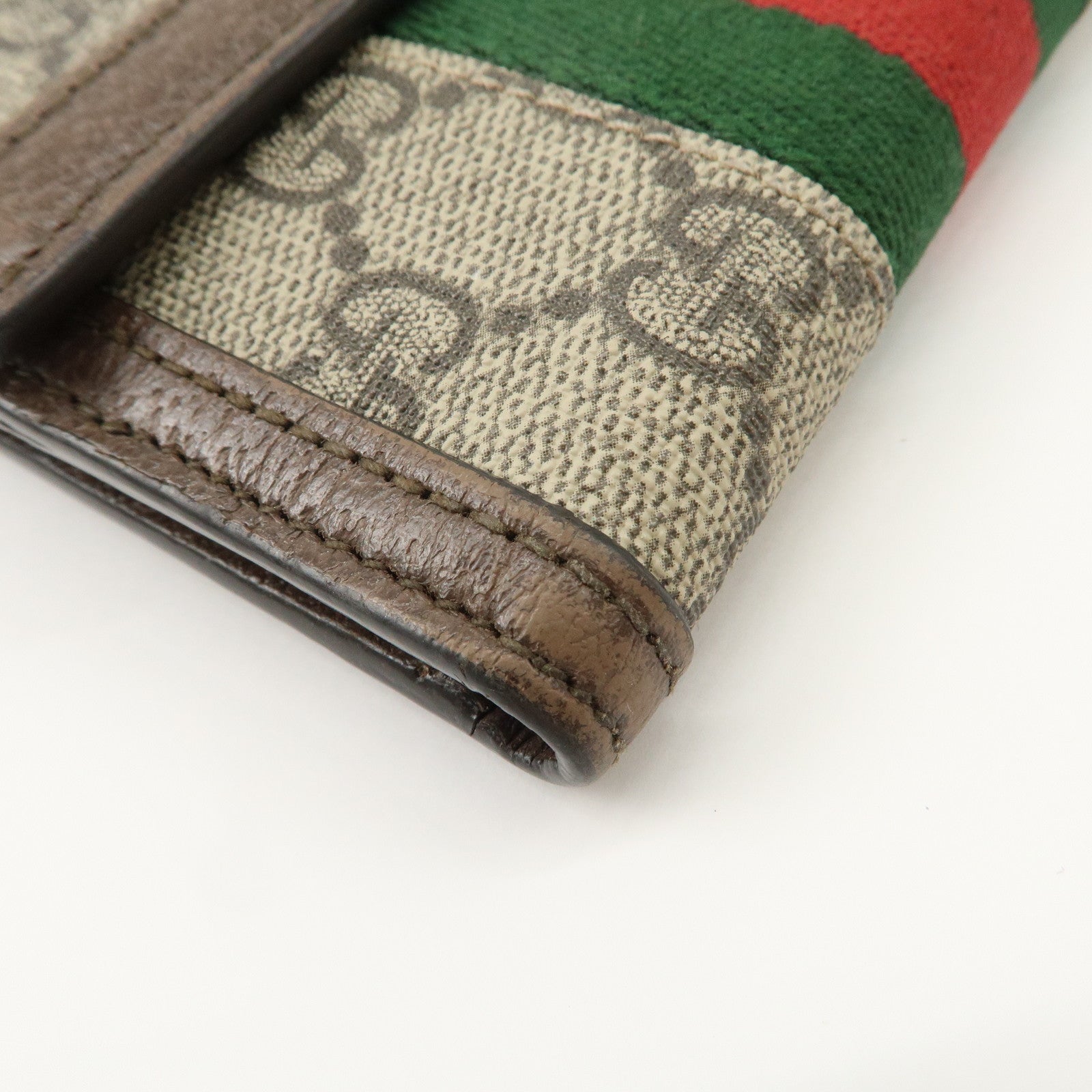 GUCCI Ophidia Sherry GG Supreme Wallet Beige Brown 523173 Used