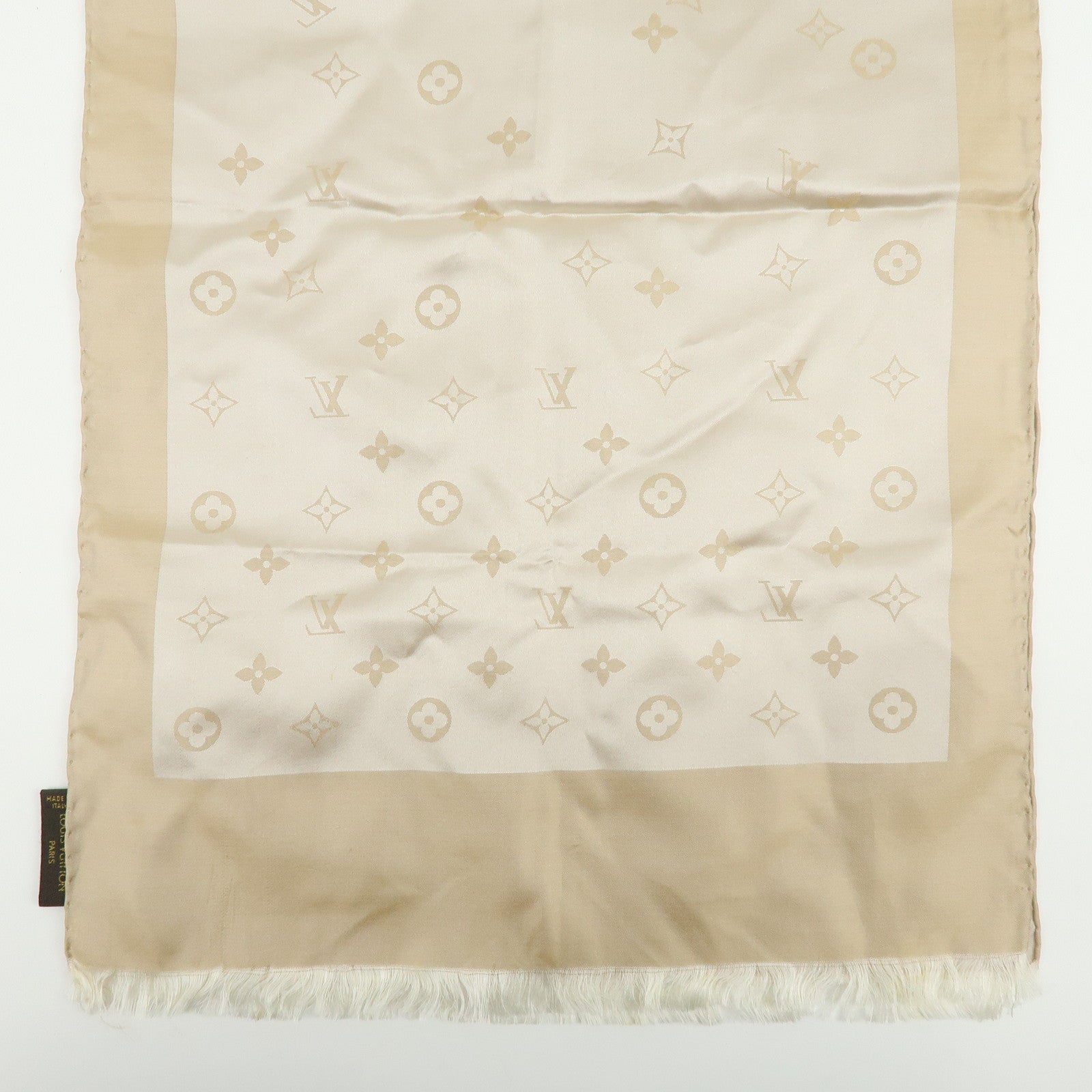 Louis Vuitton Monogram Echarpe Capri Silk 100% Scarf Beige M71051