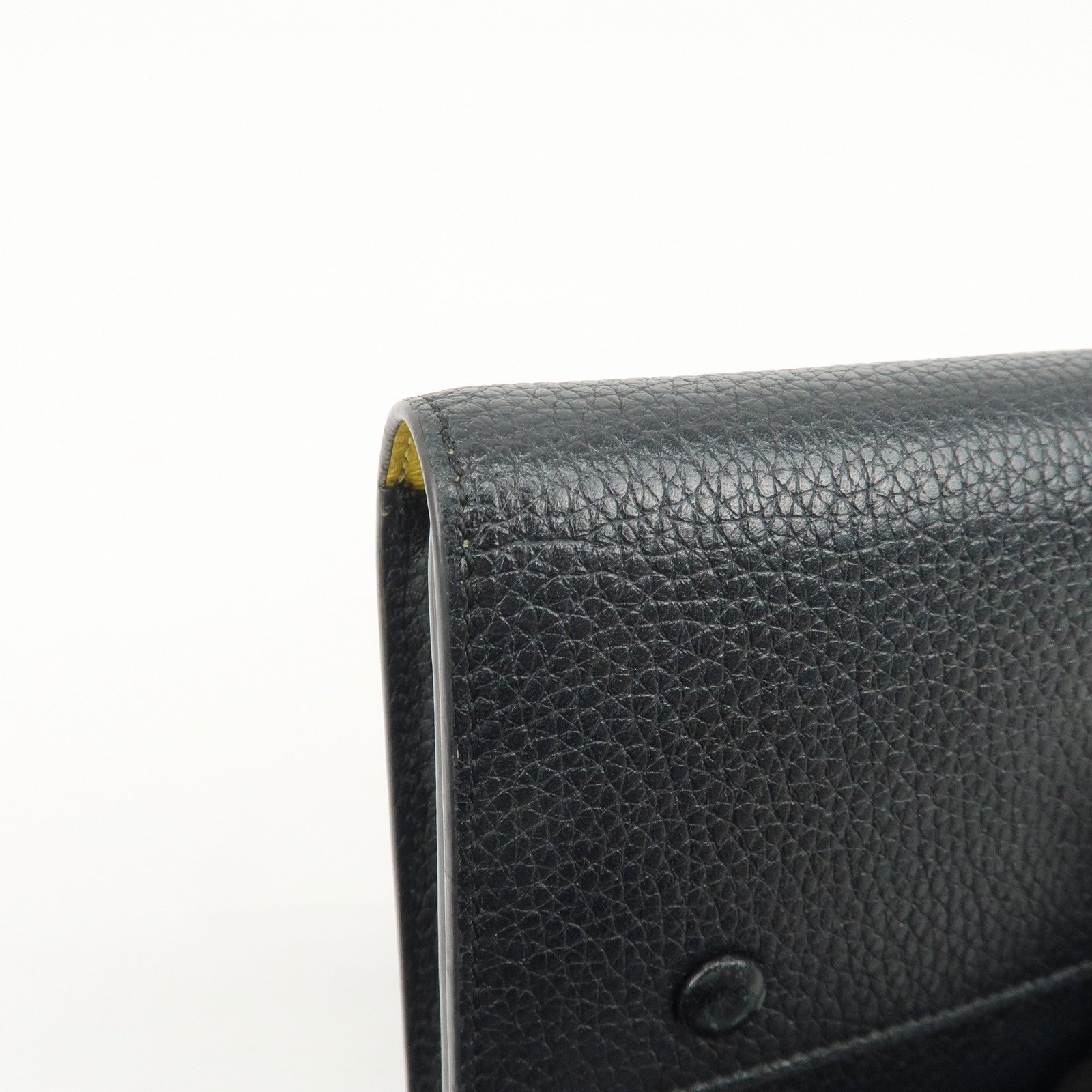 CELINE Logo Glen Calfskin Button Flap Long Wallet Navy