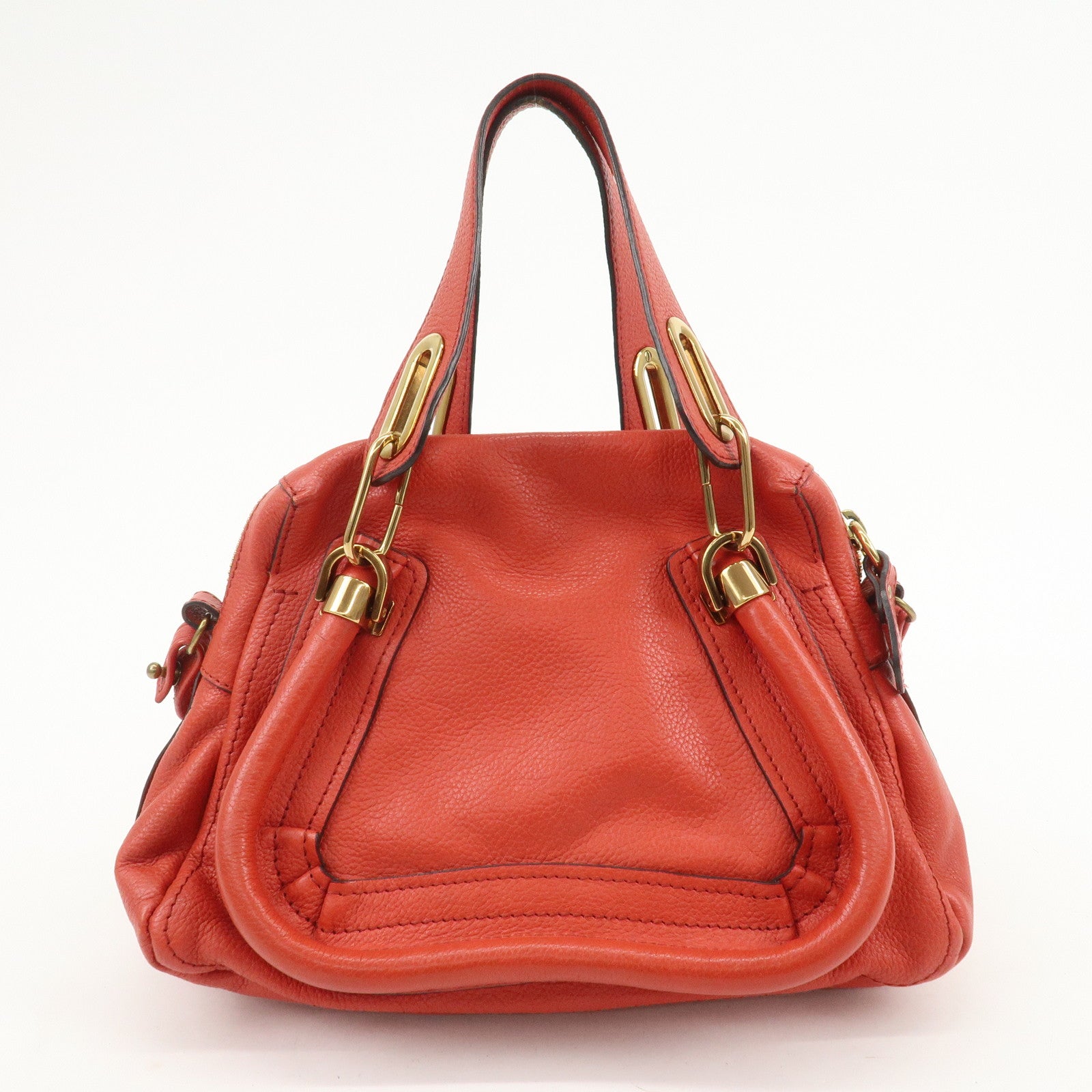 Chloe Paraty Leather 2Way Bag Shoulder Bag Hand Bag Red