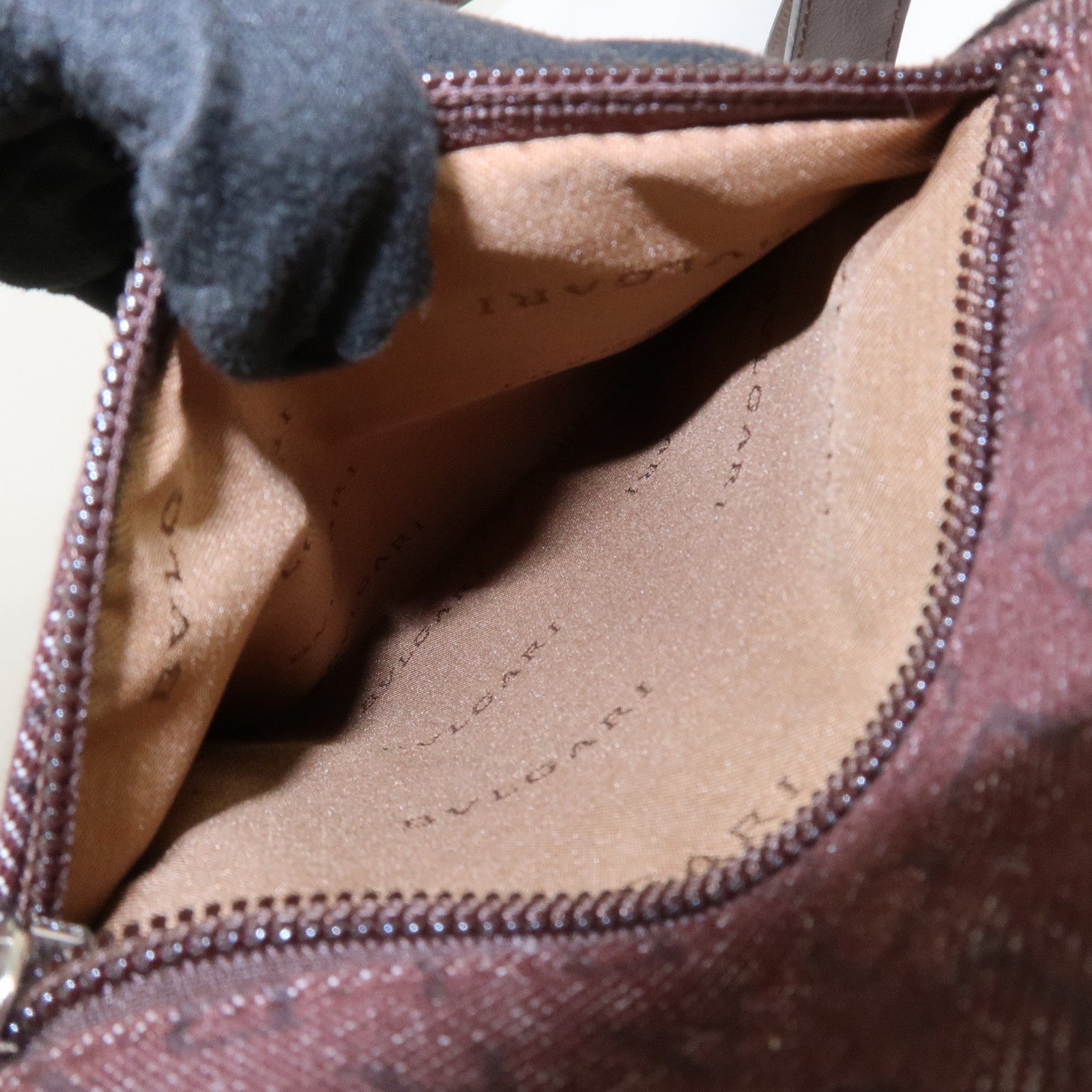 BVLGARI Logo Mania Canvas Leather Shoulder Bag Crossbody Bag Brown