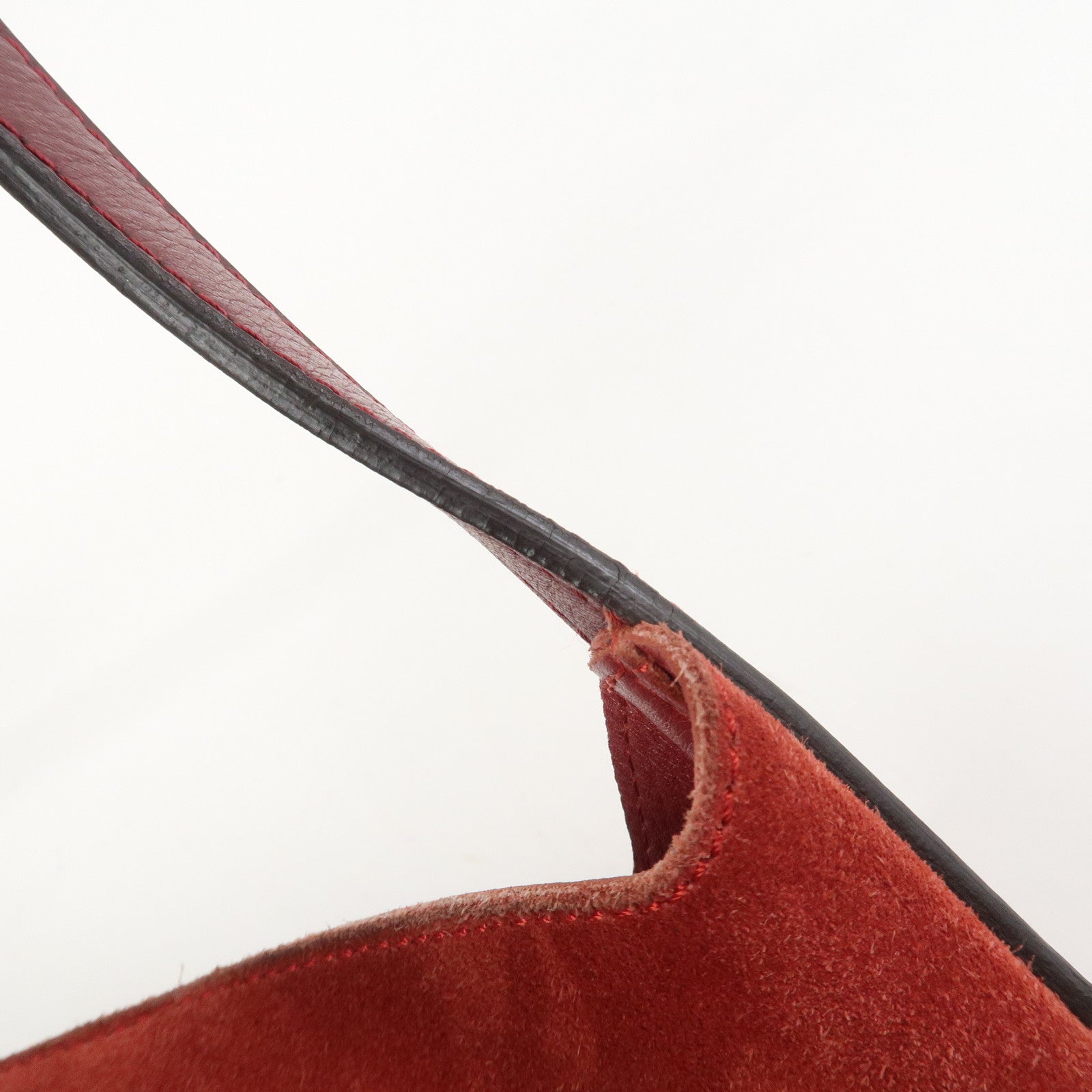 LOEWE Anagram Suede Leather 2Way Bag Shoulder Hand Bag Red 061307