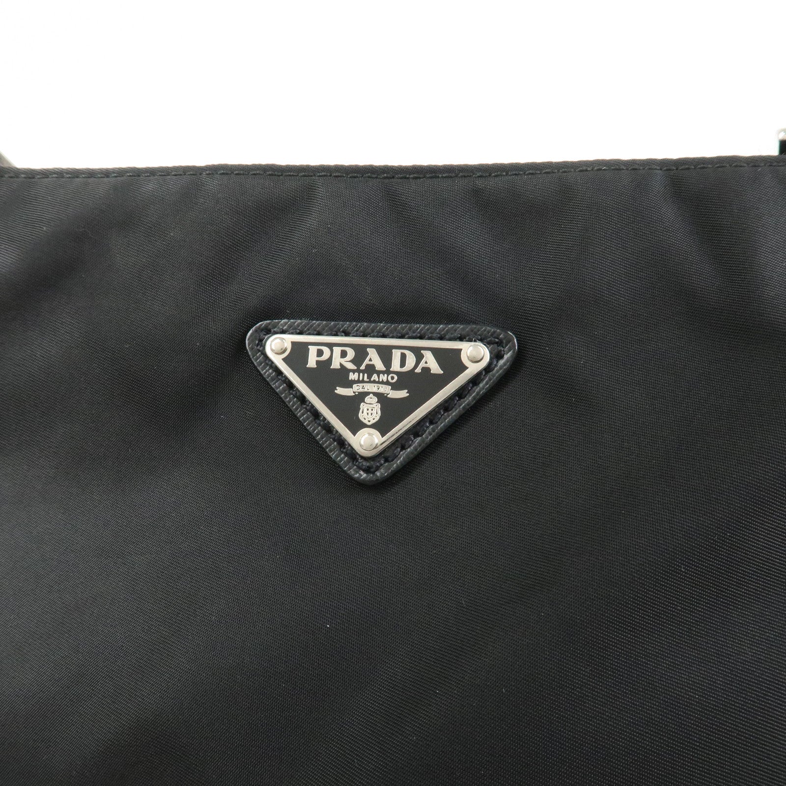 PRADA Nylon Saffiano Leather Shoulder Bag Black VA0269
