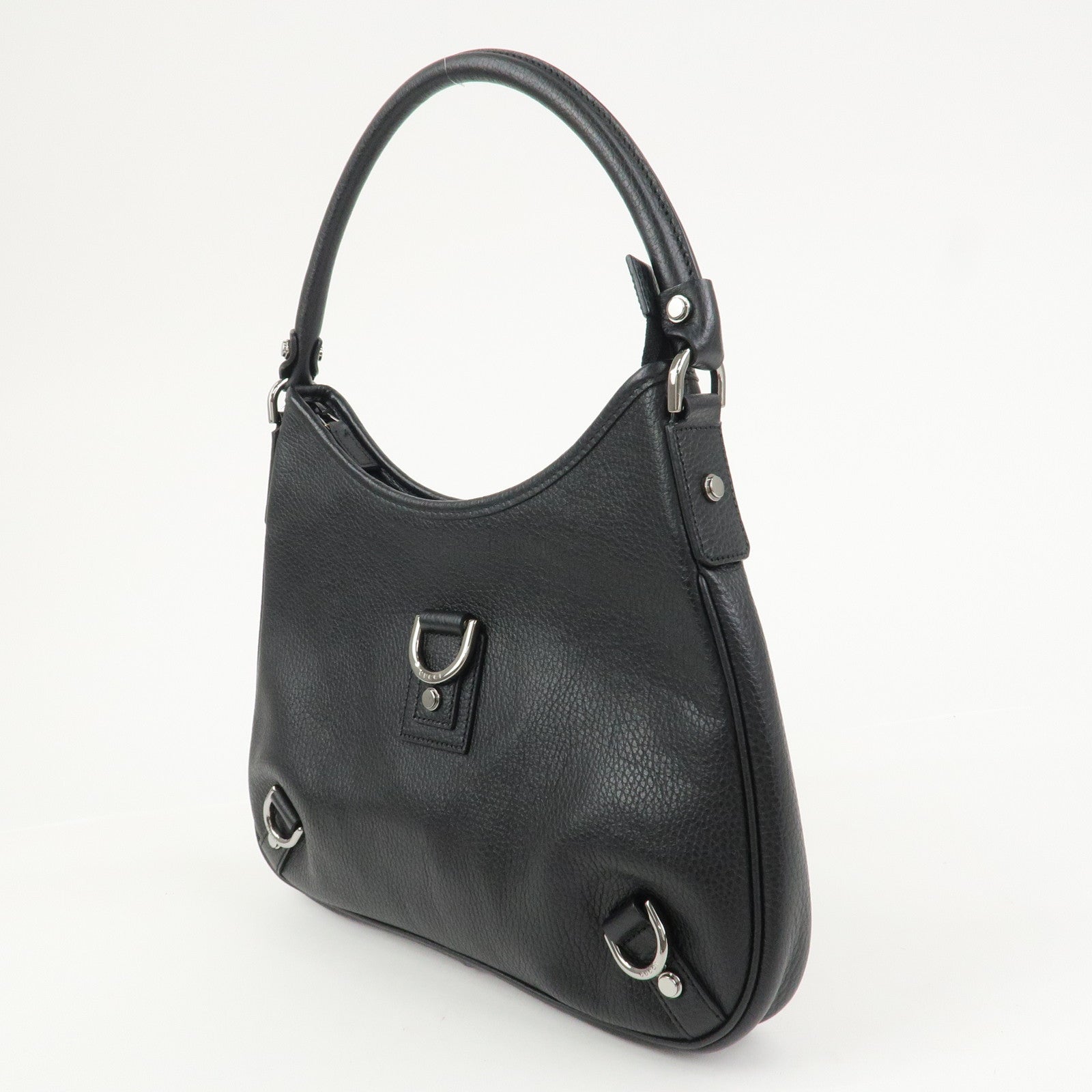 GUCCI Abbey Leather Shoulder Bag Hand Bag Black Silver S268637