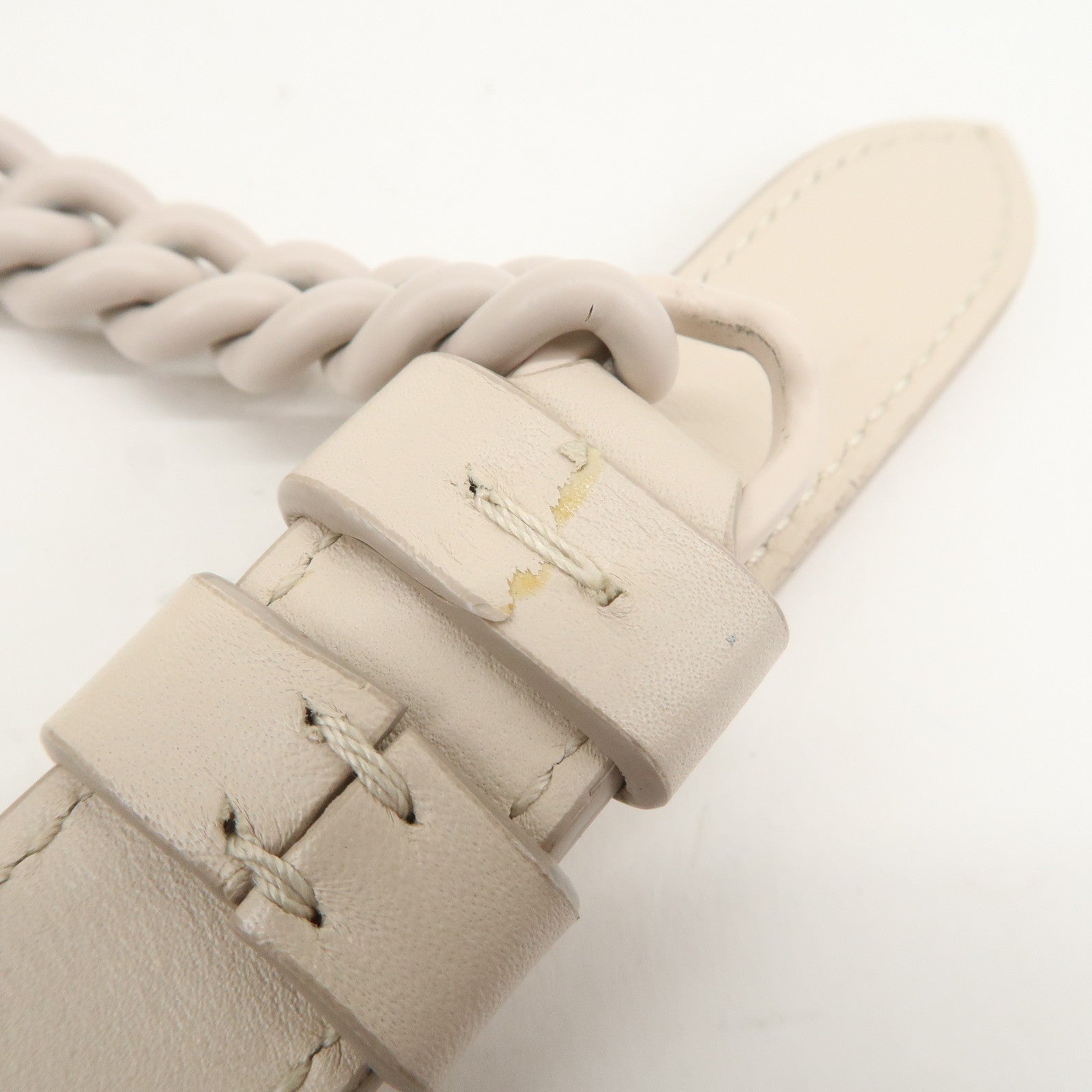 Ferragamo Vara Ribbon Leather Chain Shoulder Bag Hand Bag Ivory