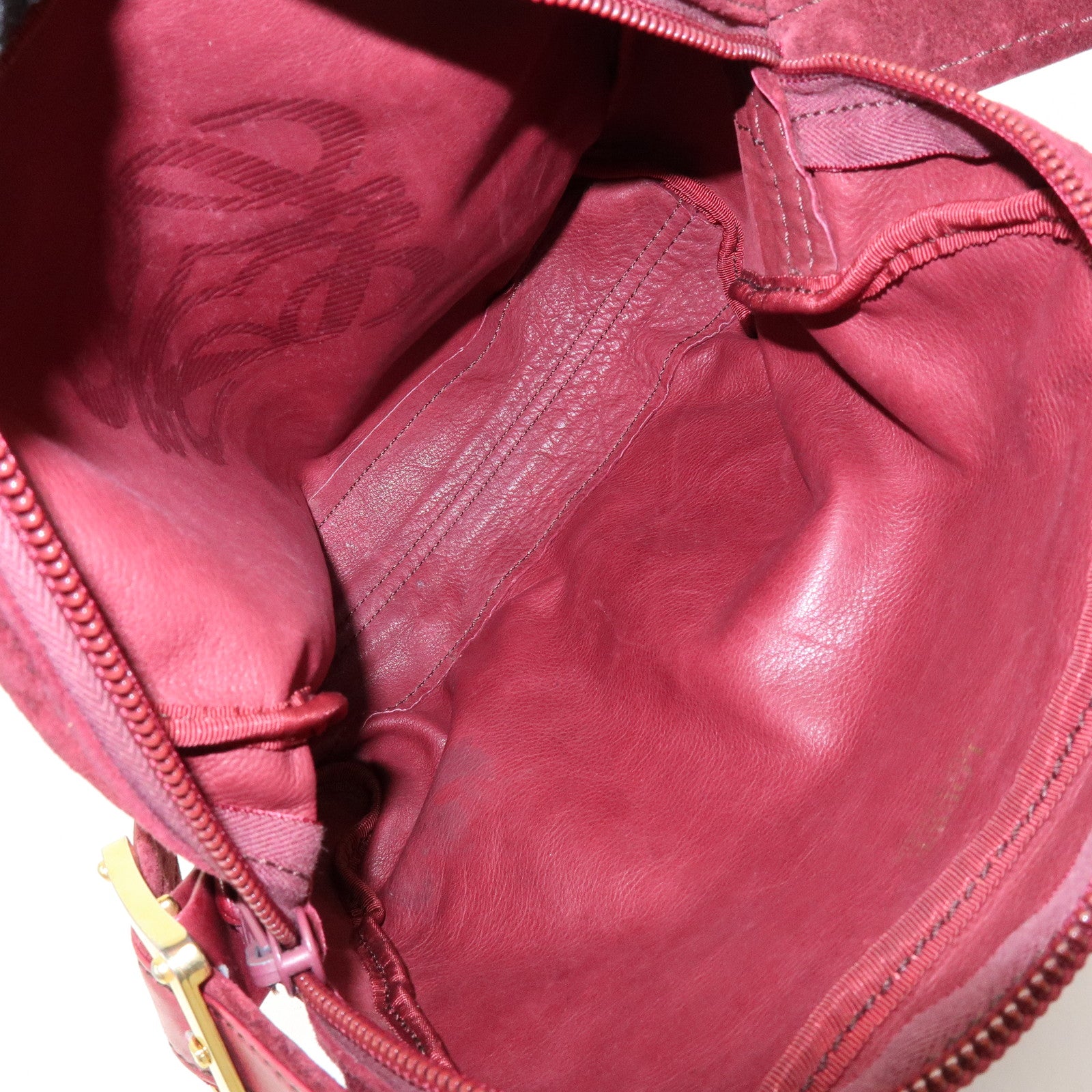 LOEWE Anagram Suede Shoulder Bag Crossbody Bag Bordeaux