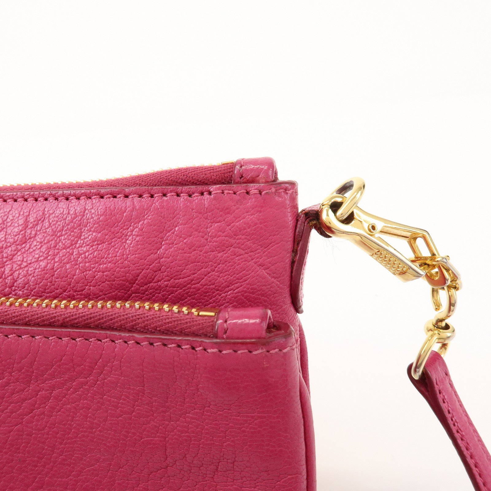 MIU MIU Logo Madras Leather Shoulder Bag Crossbody Bag Pink